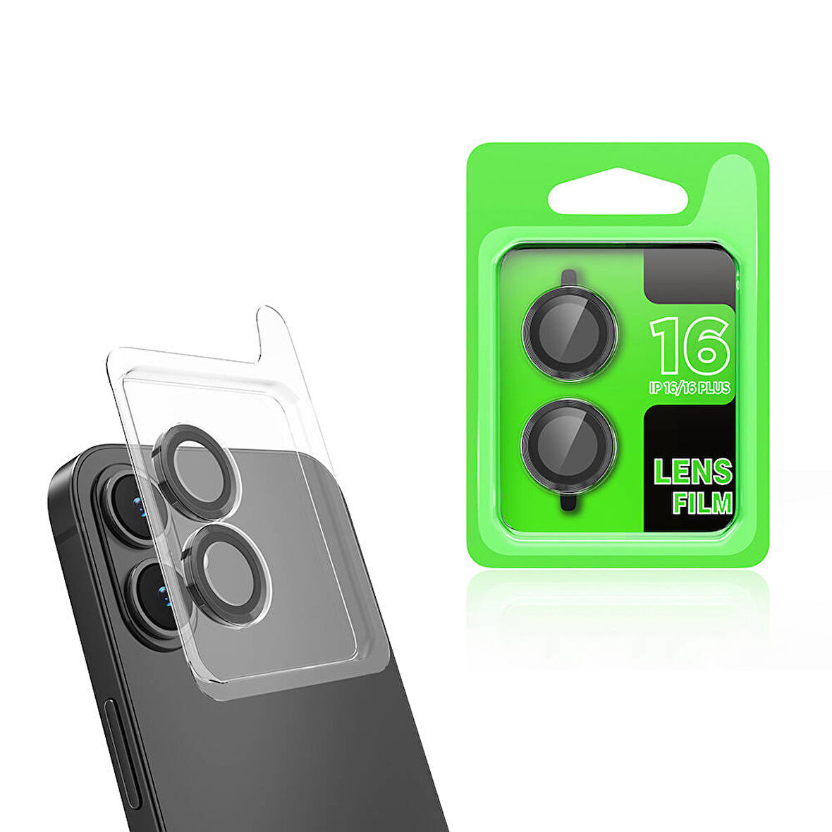 Apple iPhone 16 Zore CL-07 Kamera Lens Koruyucu-Siyah