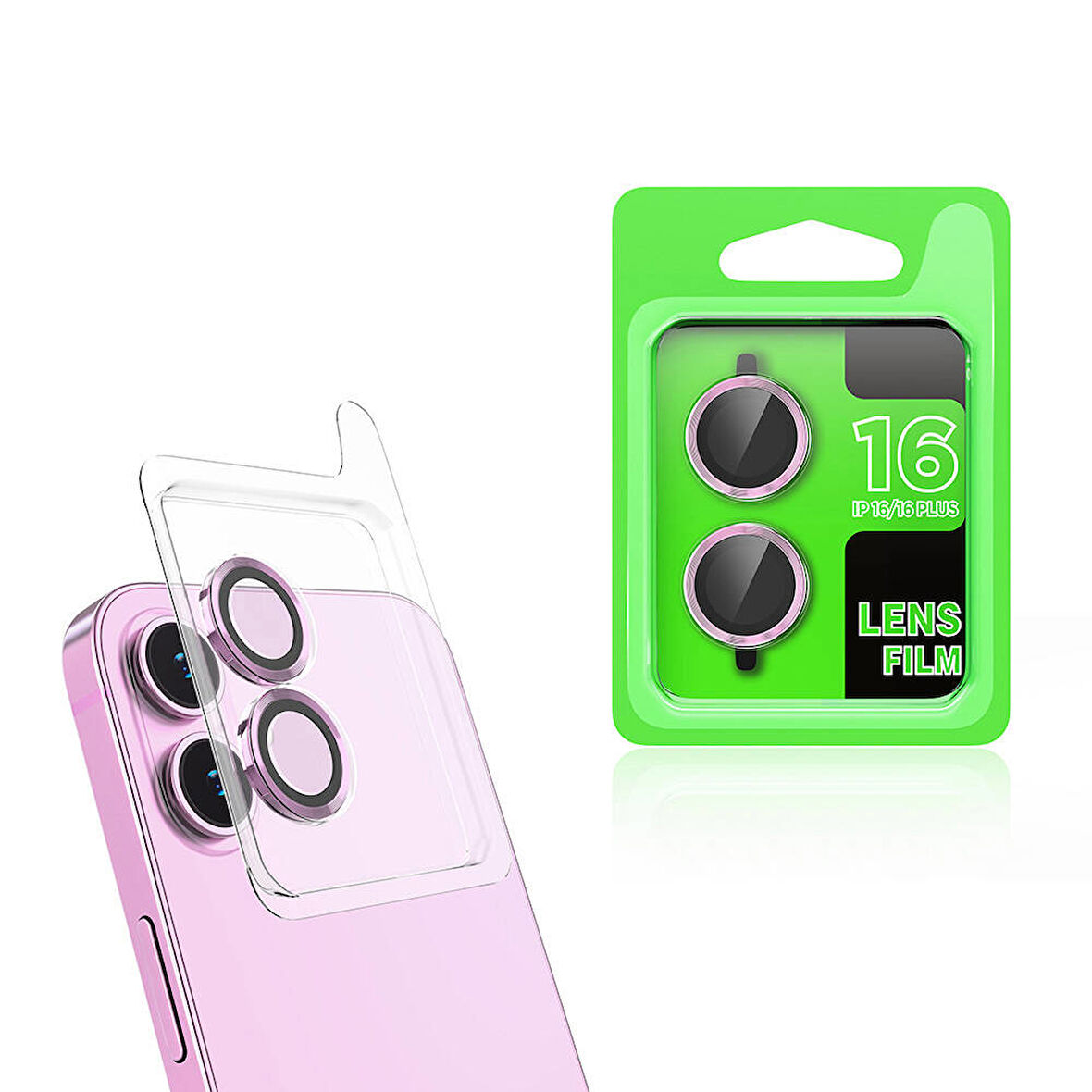 Apple iPhone 16 Plus Zore CL-07 Kamera Lens Koruyucu-Pembe