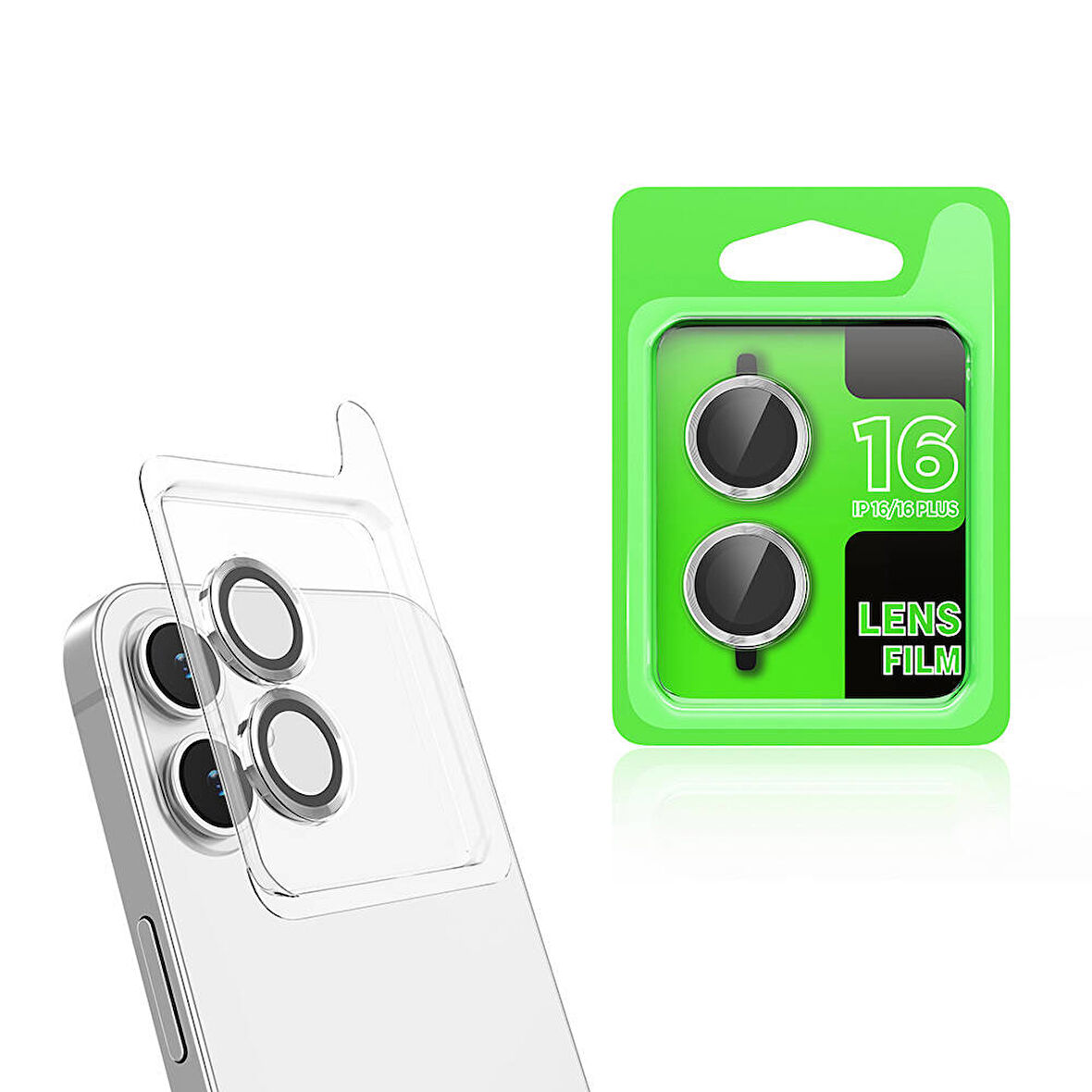 Apple iPhone 16 Plus Zore CL-07 Kamera Lens Koruyucu-Gümüş