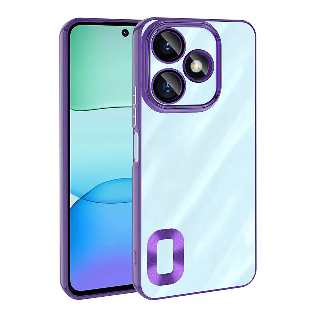 Xiaomi Redmi 13 4G Kılıf Kamera Korumalı Logo Gösteren Zore Omega Kapak-Derin Mor