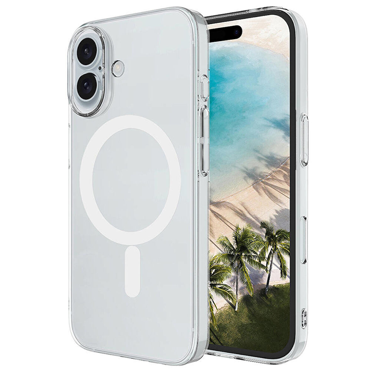iPhone 16 Plus Kılıf Casen Magsafe Şarj Özellikli Şeffaf Tek Kamera Çerçeveli Porto Kılıf