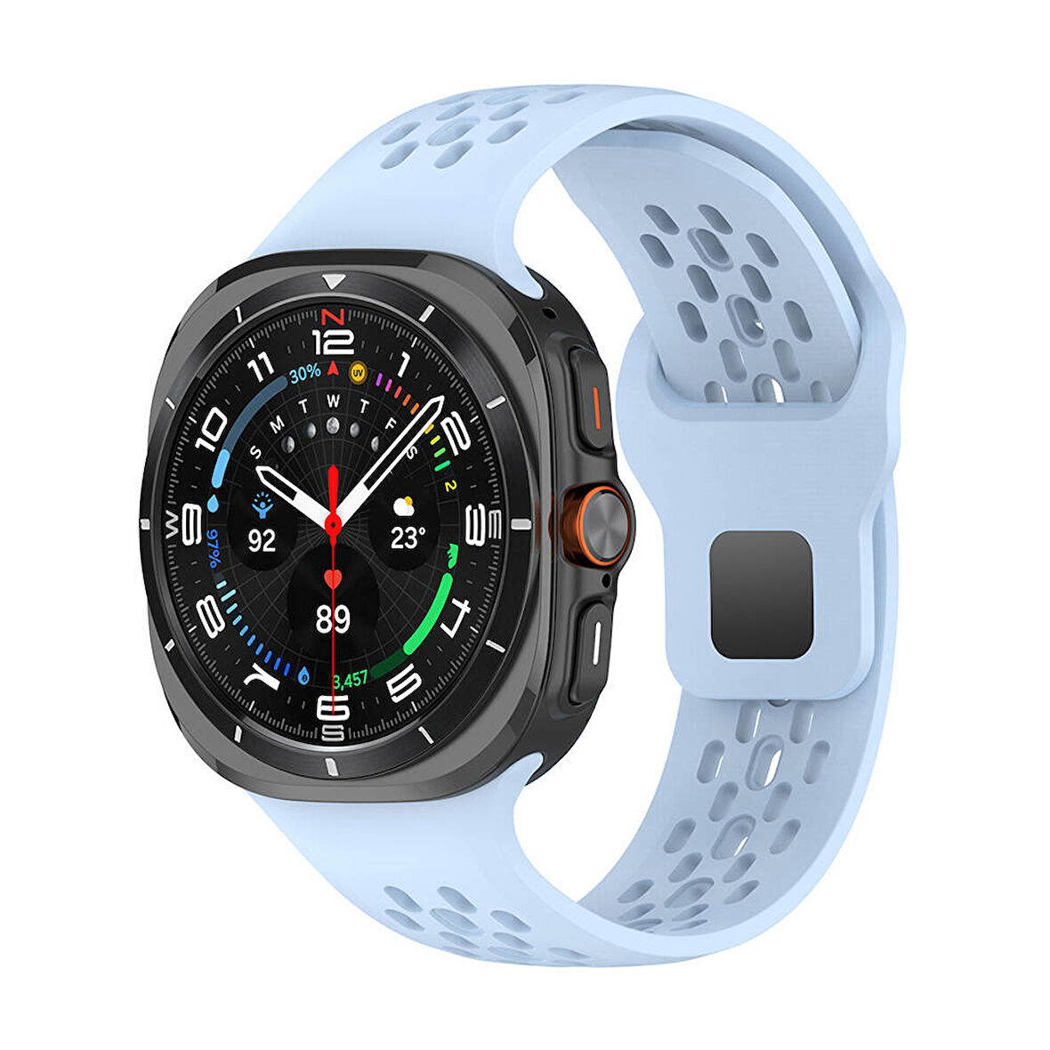 Galaxy Watch Ultra 47mm Zore KRD-119 Delikli Tasarım Silikon Kordon-Mavi Açık