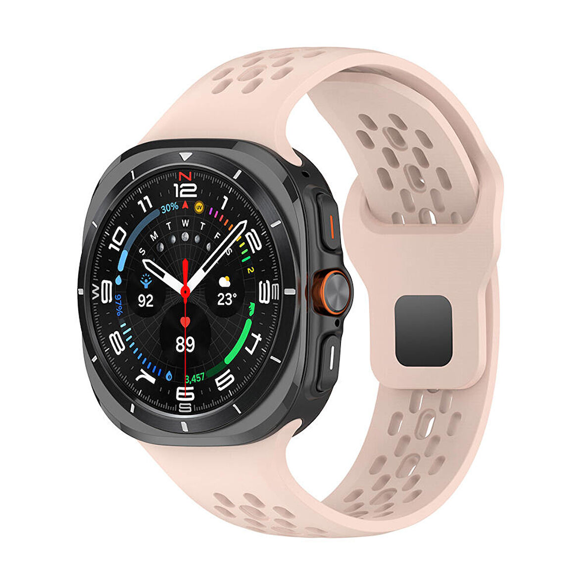 Galaxy Watch Ultra 47mm Zore KRD-119 Delikli Tasarım Silikon Kordon-Pembe