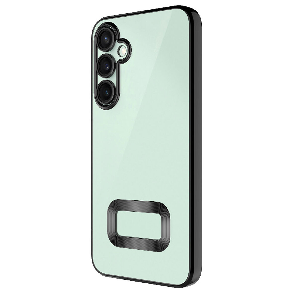 Samsung Galaxy S24 FE Kılıf Logo Gösteren Parlak Kenarlı Kamera Lens Korumalı Şeffaf Omega Silikon Kapak