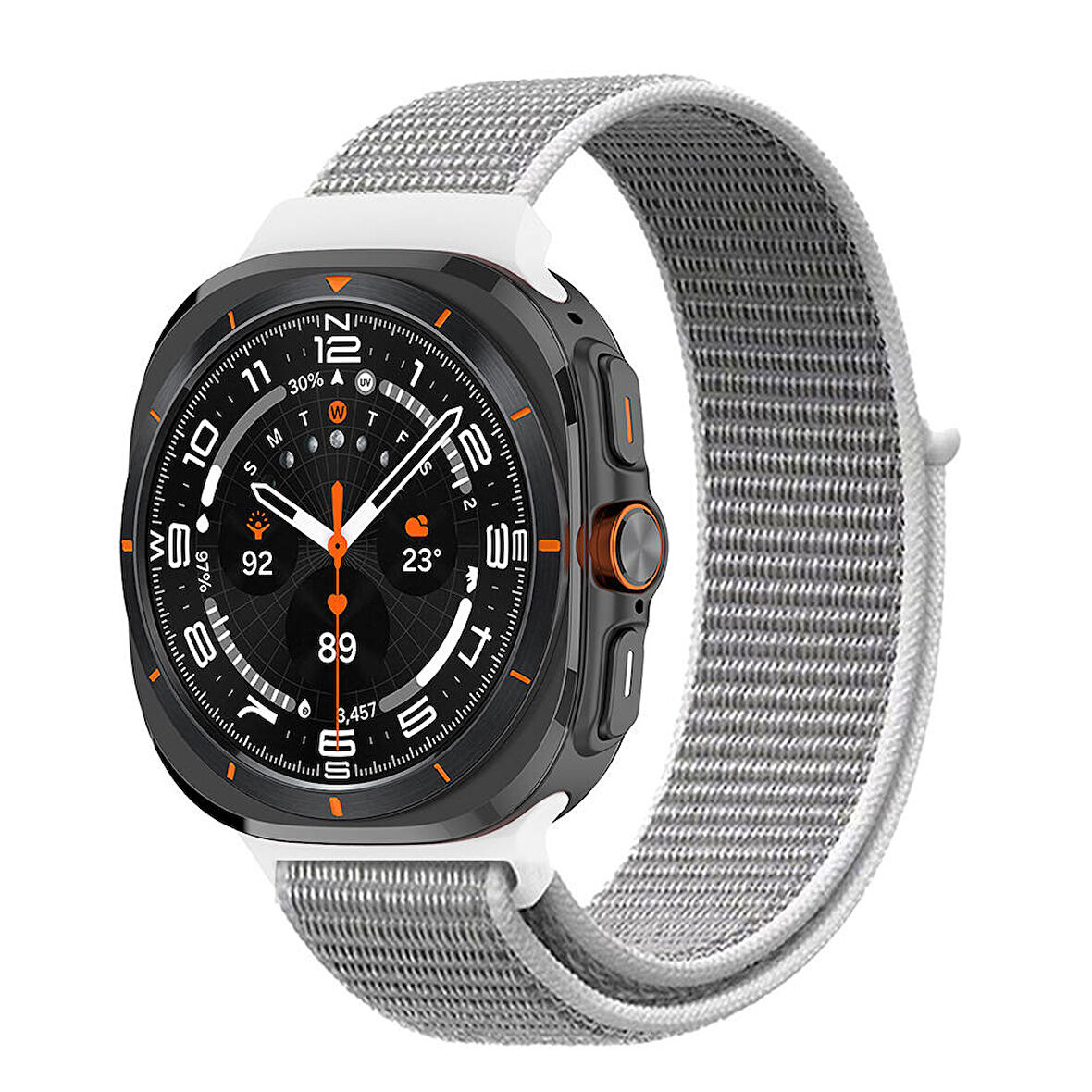 ​​Galaxy Watch Ultra 47mm Zore KRD-03 Hasır Kordon-Beyaz