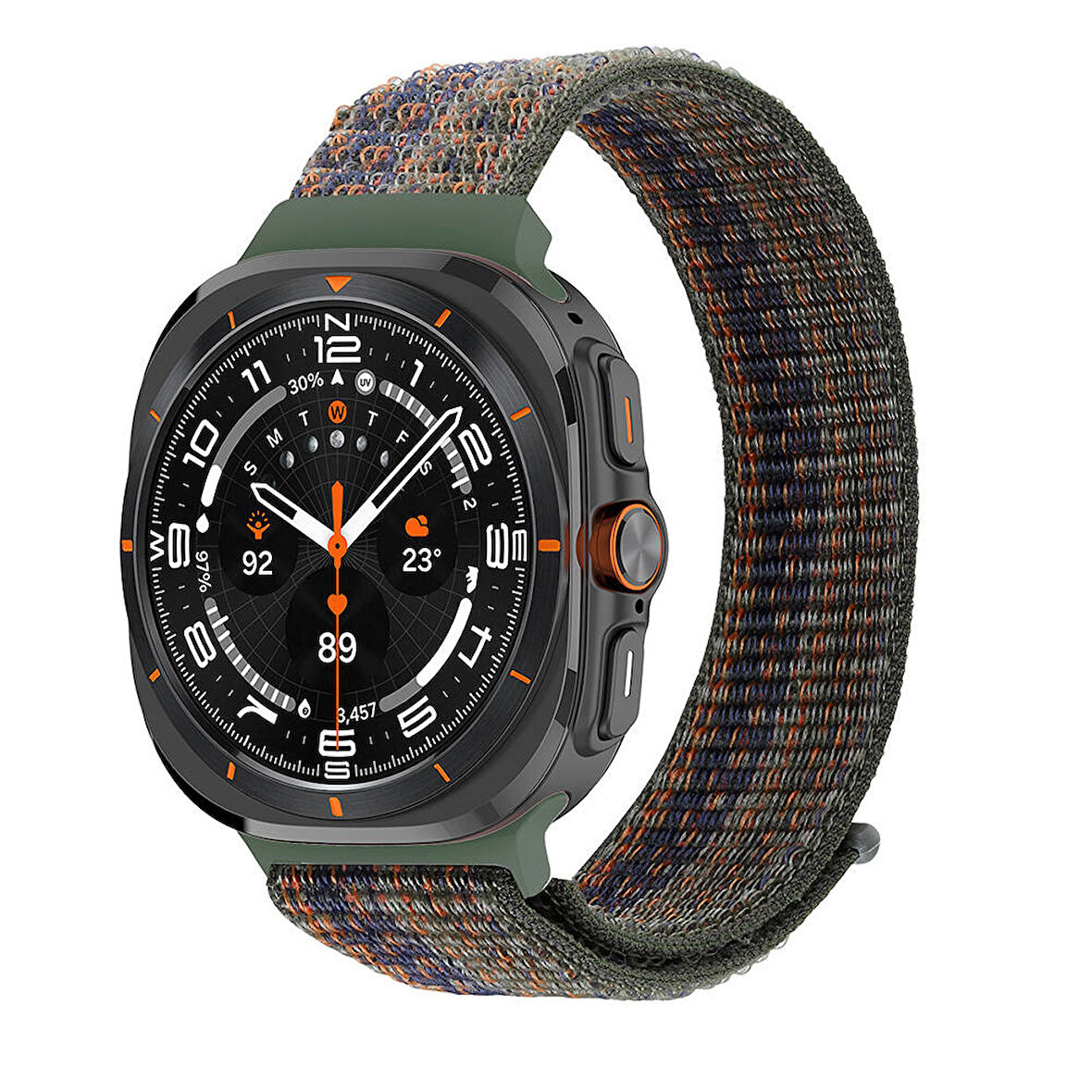 ​​Galaxy Watch Ultra 47mm Zore KRD-03 Hasır Kordon-Yeşil-Turuncu