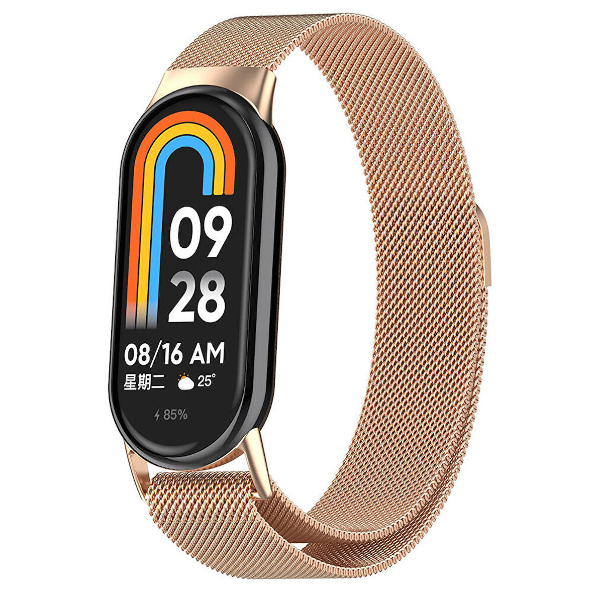 Xiaomi Smart Band 8 Zore KRD-01 Metal Kordon-Rose Gold