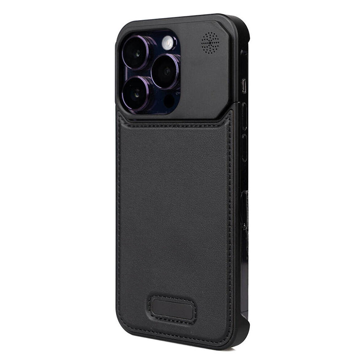 Apple iPhone 15 Pro Max Kılıf Magsafe Şarj Özellikli Mekanizmalı Koku Hazneli Zore Mostar Kapak-Siya