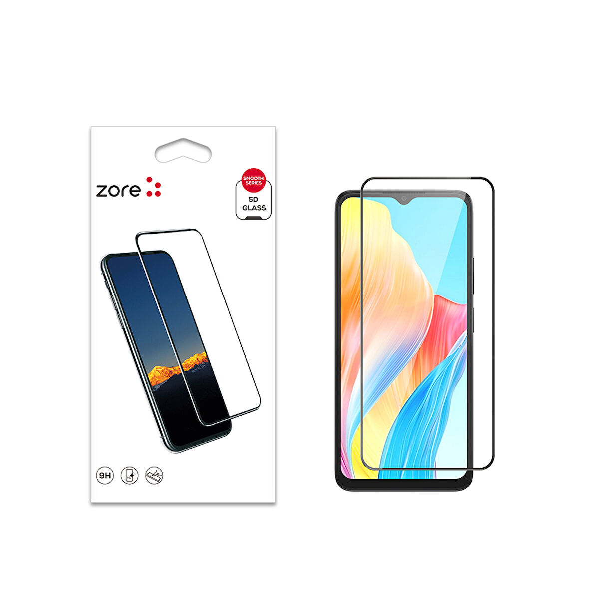 Oppo A38 Uyumlu Zore Kenarları Kırılmaya Dayanıklı Cam Ekran Koruyucu