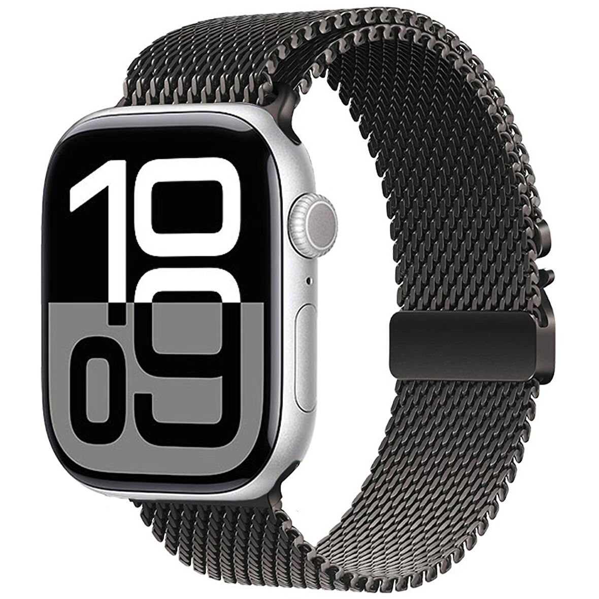 Apple Watch 10 46mm Zore KRD-121 Metal Hasır Kordon-Siyah