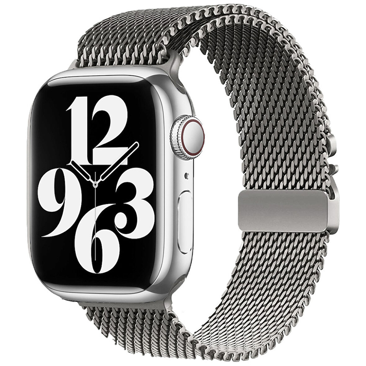 Apple Watch 7 45mm Zore KRD-121 Metal Hasır Kordon-Gri