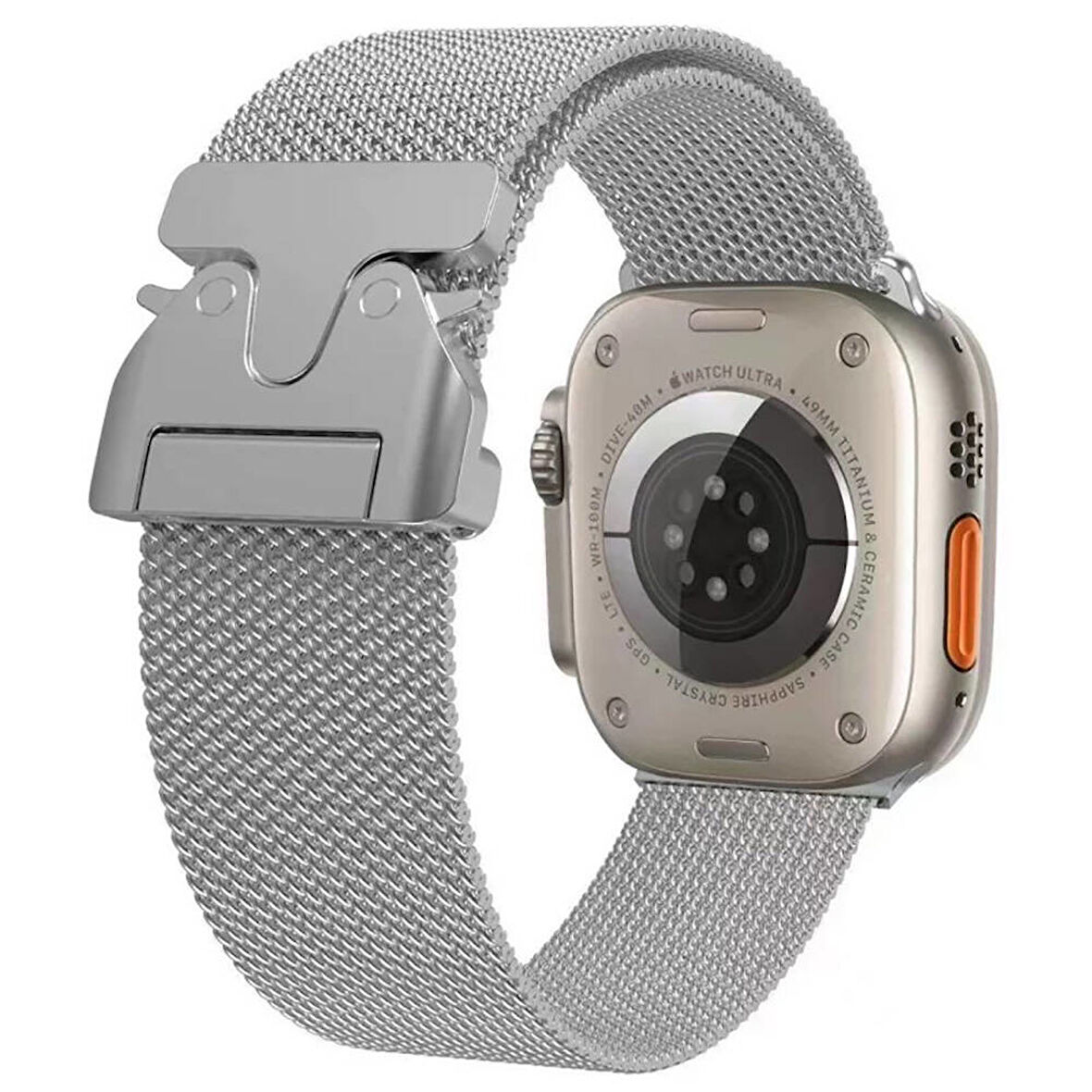 Apple Watch 44mm Zore KRD-25 Metal Hasır Kordon-Gümüş