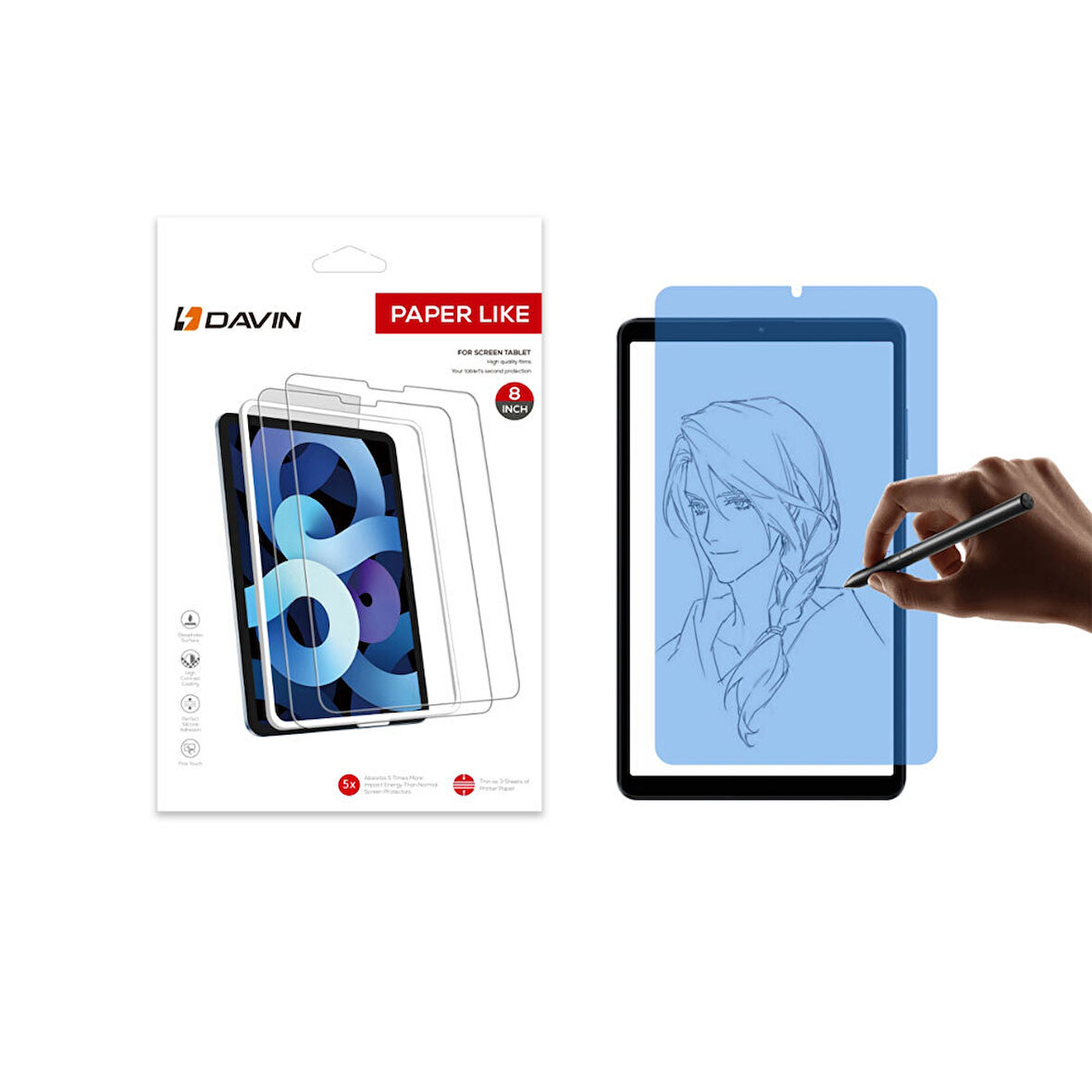 Xiaomi Redmi Pad SE 8.7 Kağıt Hisli Mat Uyumlu Davin Paper Like Tablet Ekran Koruyucu-Şeffaf