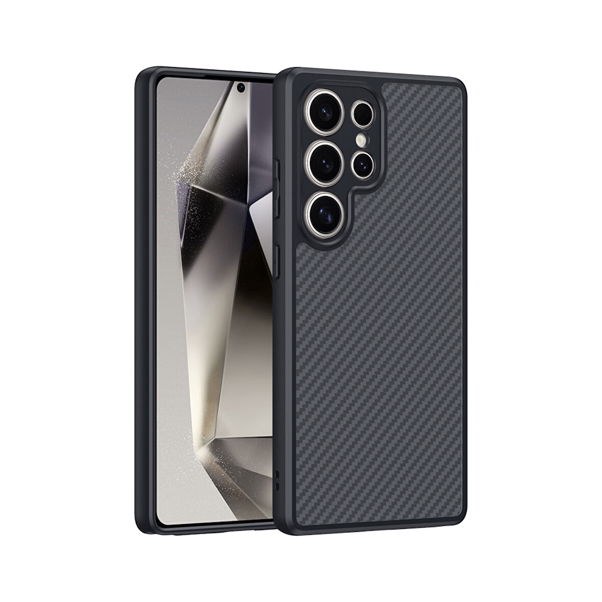 Galaxy S25 Ultra Uyumlu Kılıf Magsafe Şarj Özellikli Karbon Fiber Tasarımlı Zore Elnino Kapak-Siyah