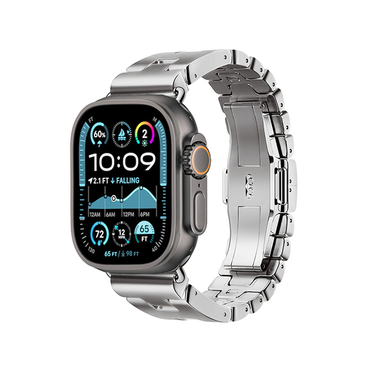 Apple Watch Ultra 49mm Zore KRD-125 Metal Kordon Strap Kayış-Gümüş