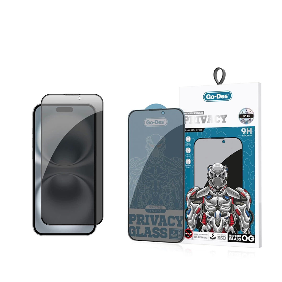 Apple İphone 16 Lopard 9d Full Cover Privacy Temperli Cam Ekran Koruyucu