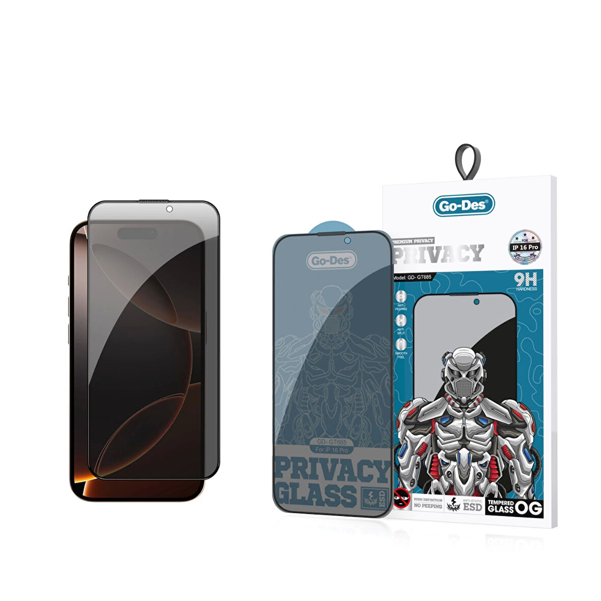 Apple İphone 16 Pro Lopard 9d Full Cover Privacy Temperli Cam Ekran Koruyucu