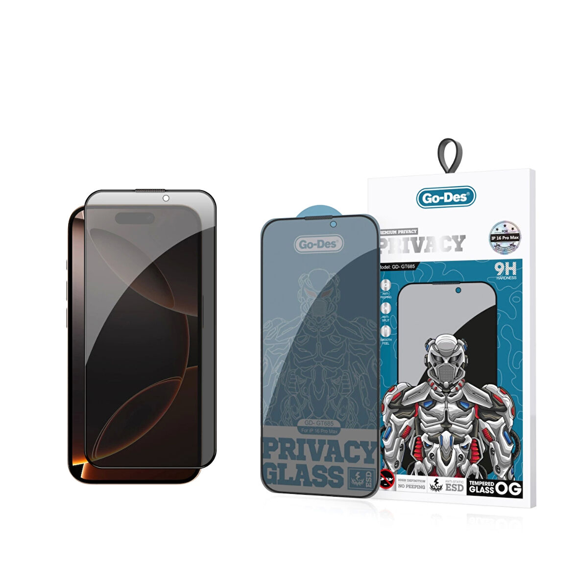 Apple İphone 16 Pro Max Lopard 9d Full Cover Privacy Temperli Cam Ekran Koruyucu