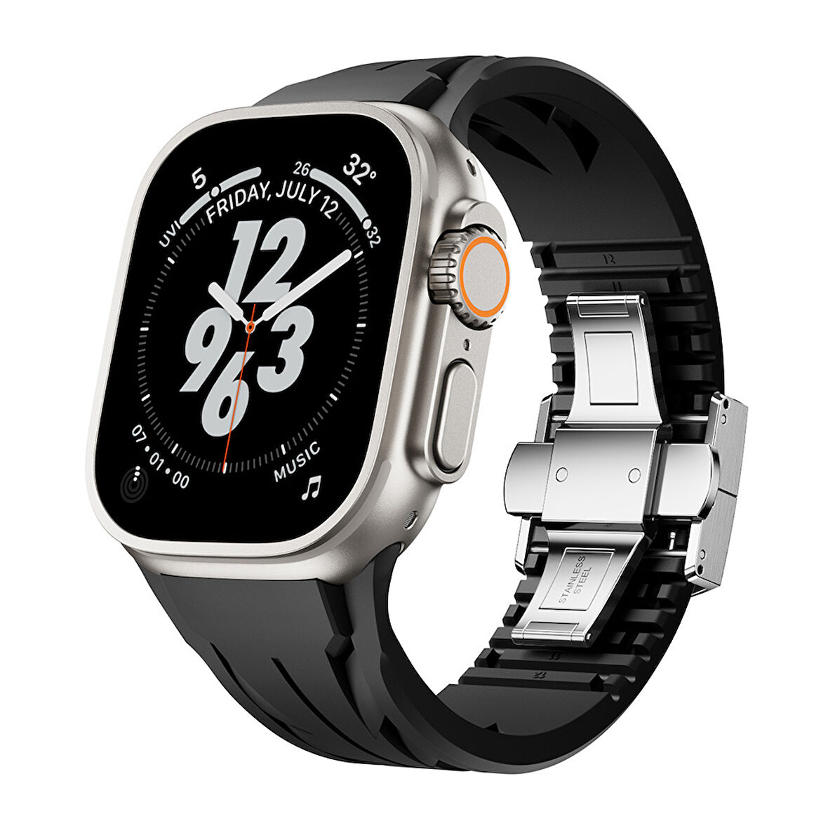 Apple Watch Ultra 49mm KRD-127 Metal Tokalı Silikon Kordon