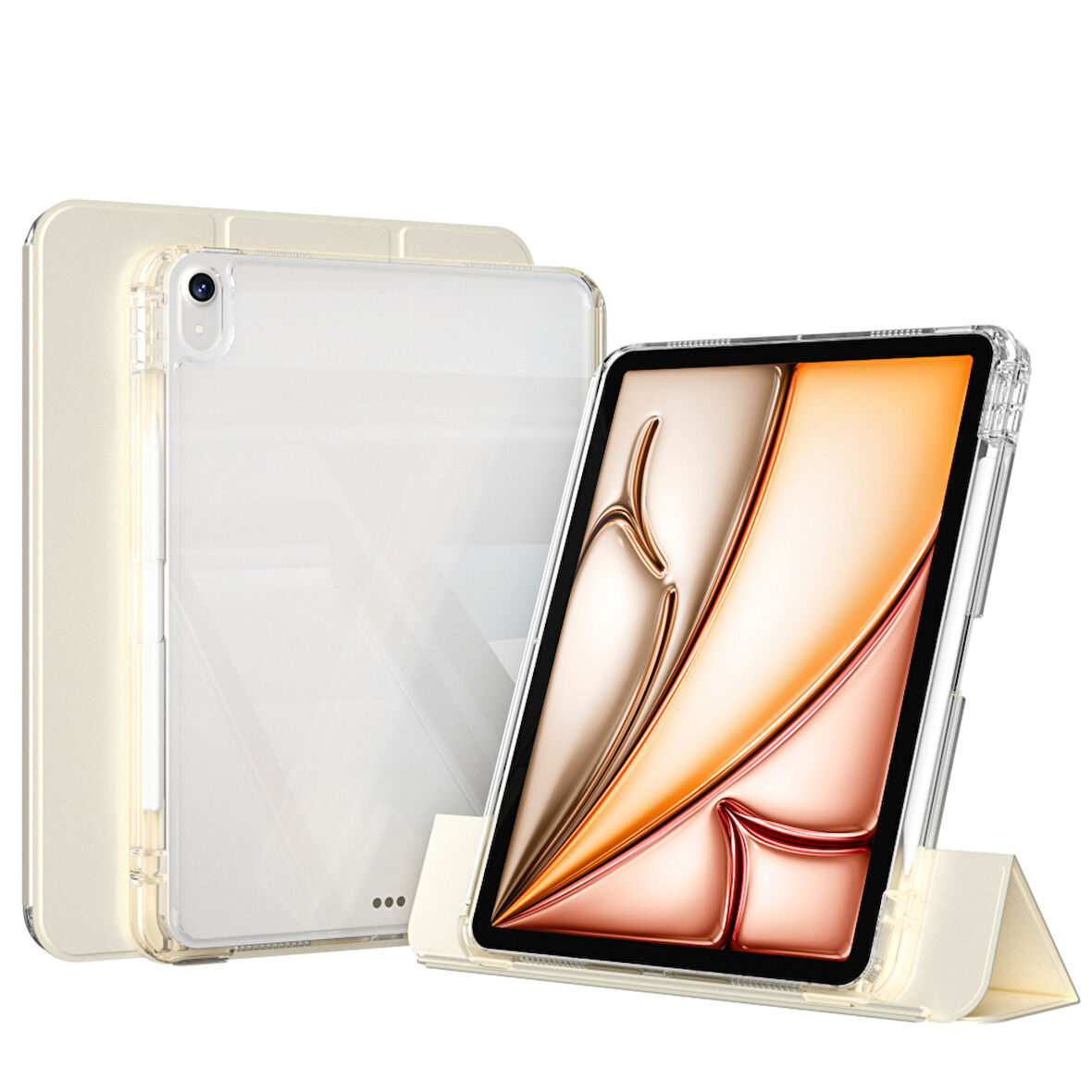 iPad Air 11 2024 Kılıf Magnetik Ayrılabilen Airbagli ​ARTH Sliding Tablet Kılıfı - Gold