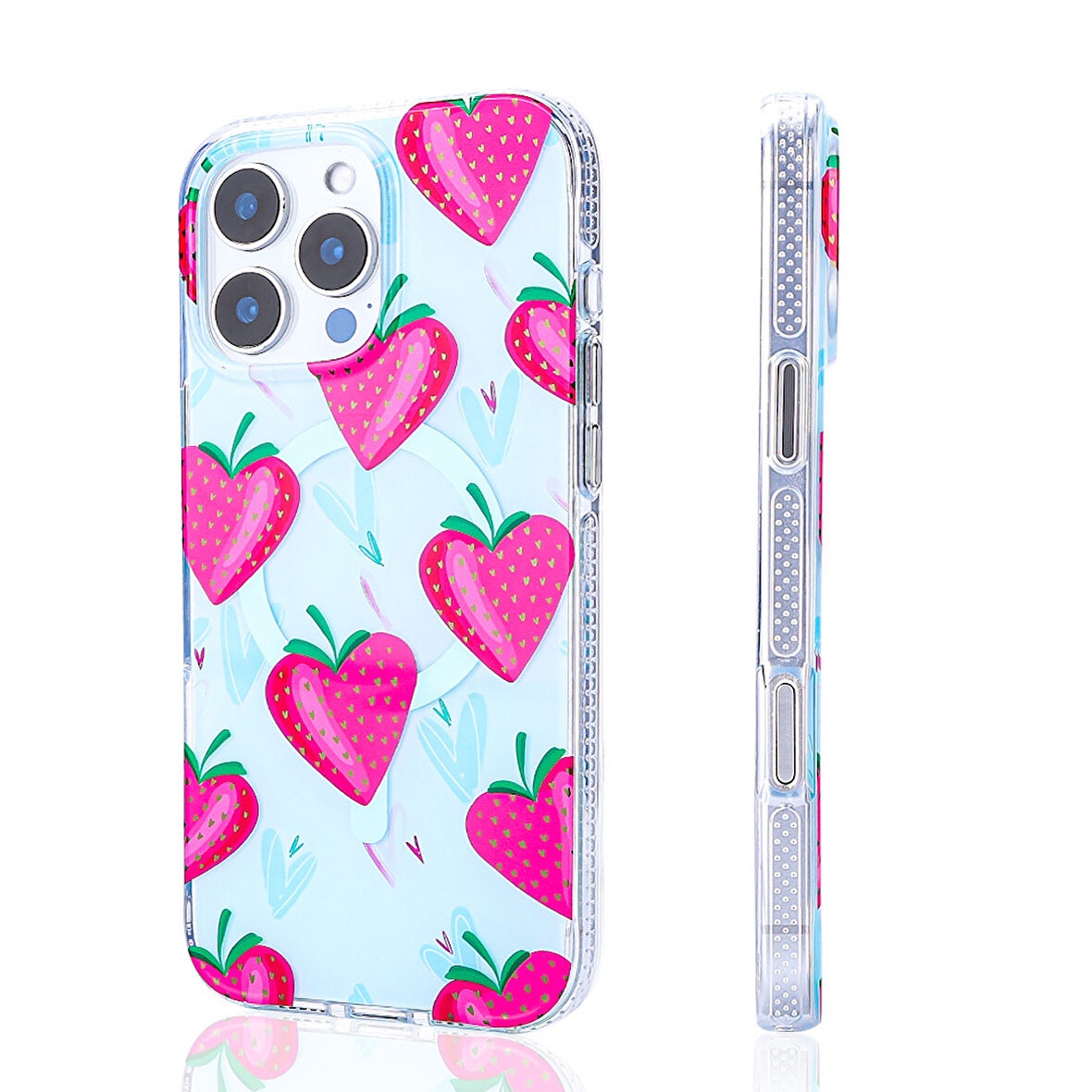 iPhone 14 Pro Max Uyumlu Kılıf Magsafe Şarj Özellikli Zore Stilo Kapak-Pembe-Mavi