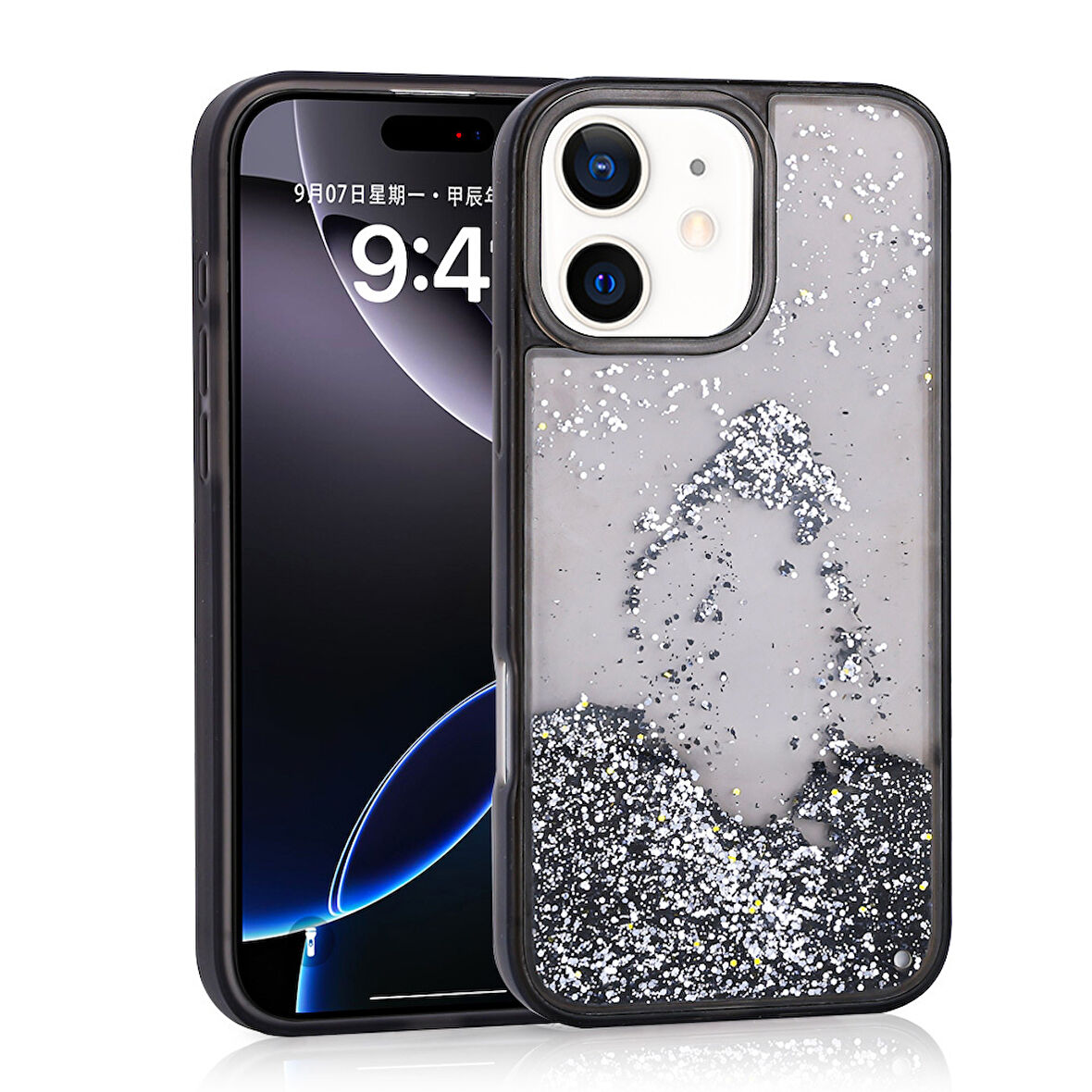 iPhone 11 Kılıf Sıvılı Simli Şeffaf Arka Yüzey Keto Silikon Kapak