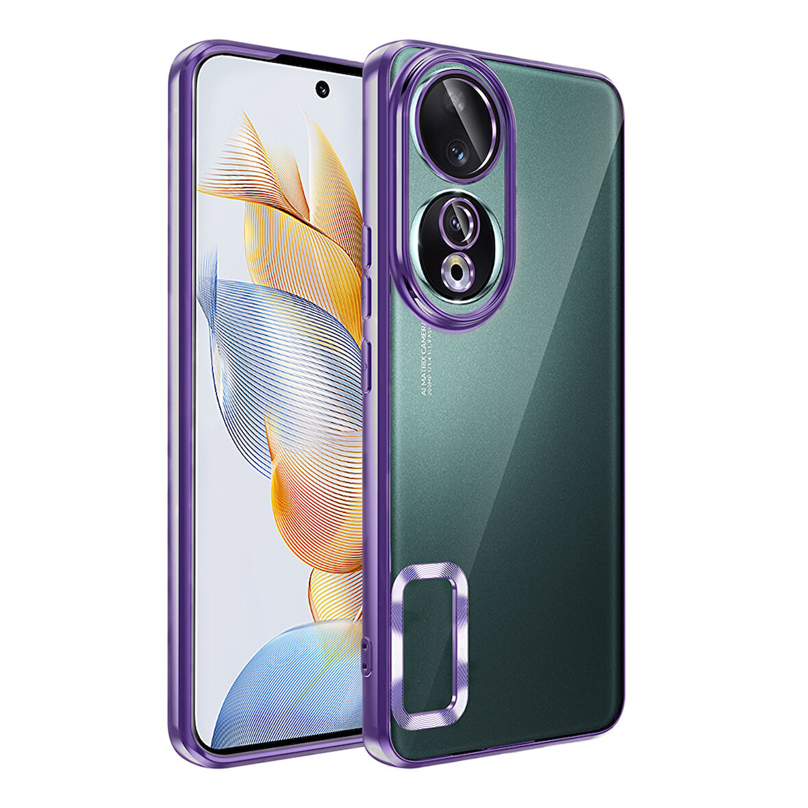 Honor 90 Kılıf Tek Kamera Çerçeveli Logo Gösteren Omega Kapak
