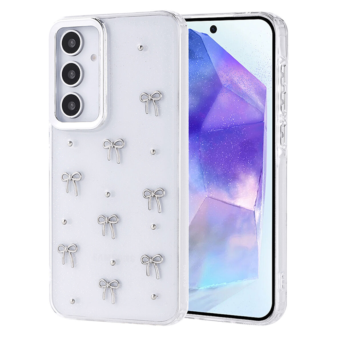 Galaxy A35 Kılıf Airbag Tasarımlı Simli Şeffaf Zore Kutup Kapak - Fiyonk