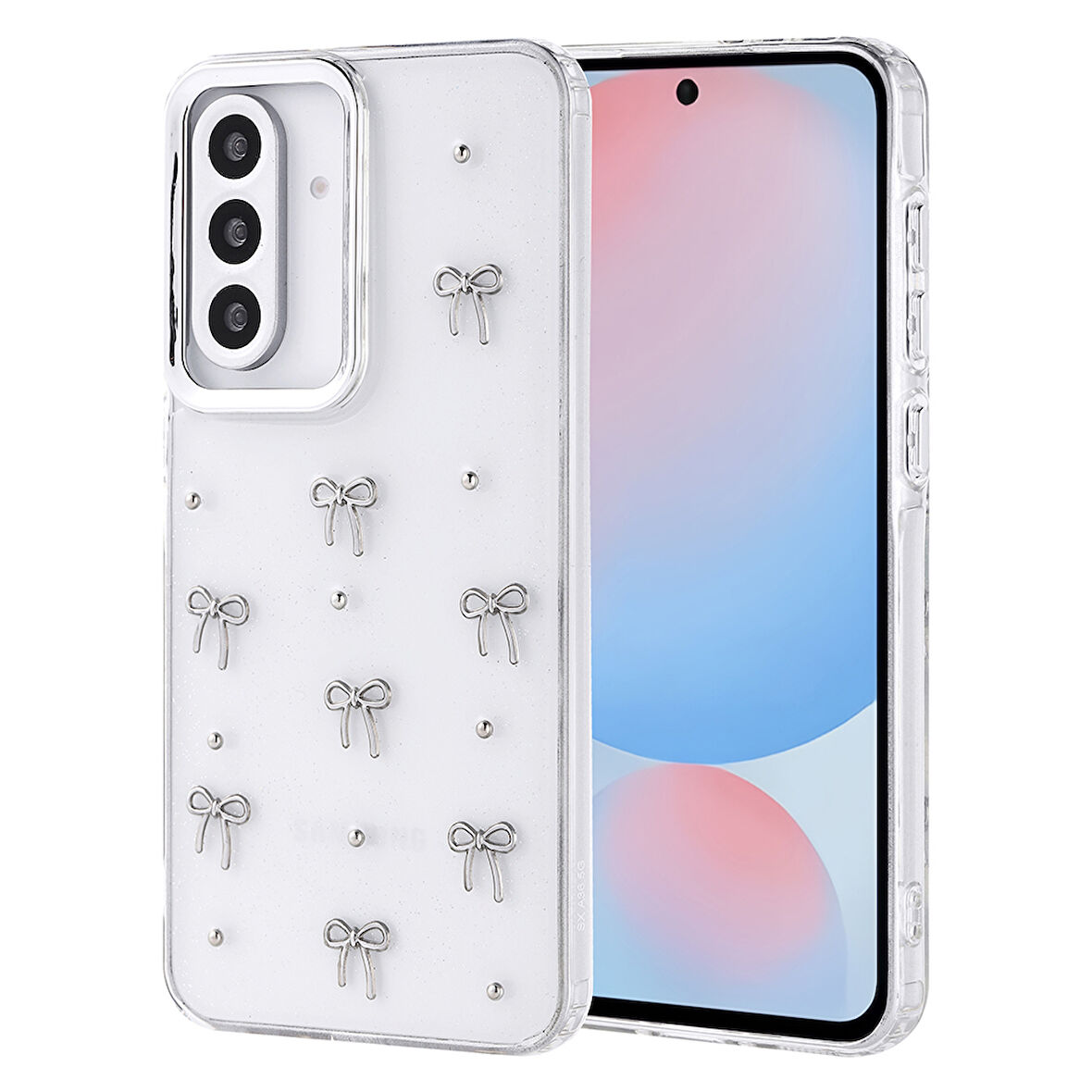 Galaxy A56 Kılıf Airbag Tasarımlı Simli Şeffaf Zore Kutup Kapak - Fiyonk
