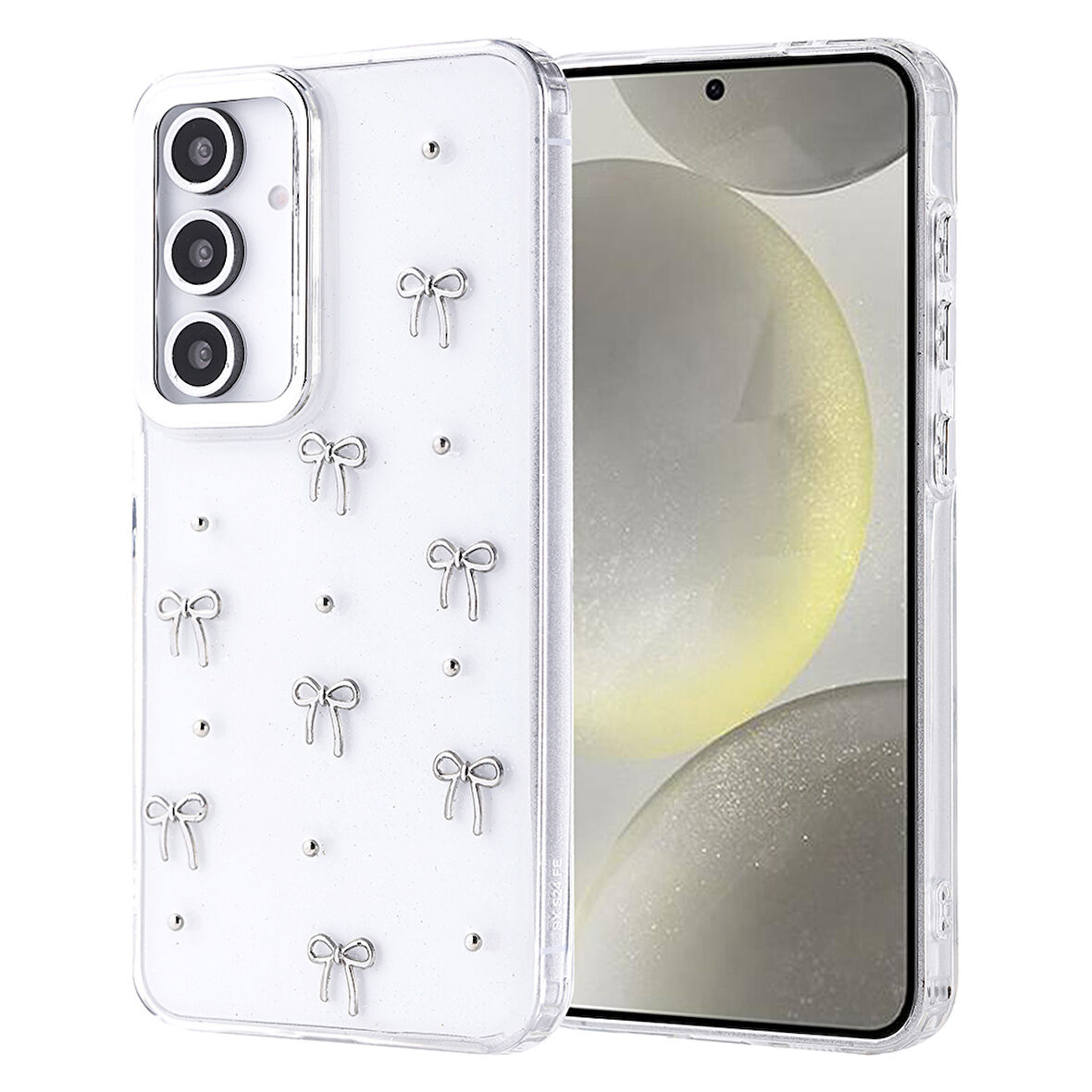 Galaxy S24 FE Kılıf Airbag Tasarımlı Simli Şeffaf Zore Kutup Kapak - Fiyonk