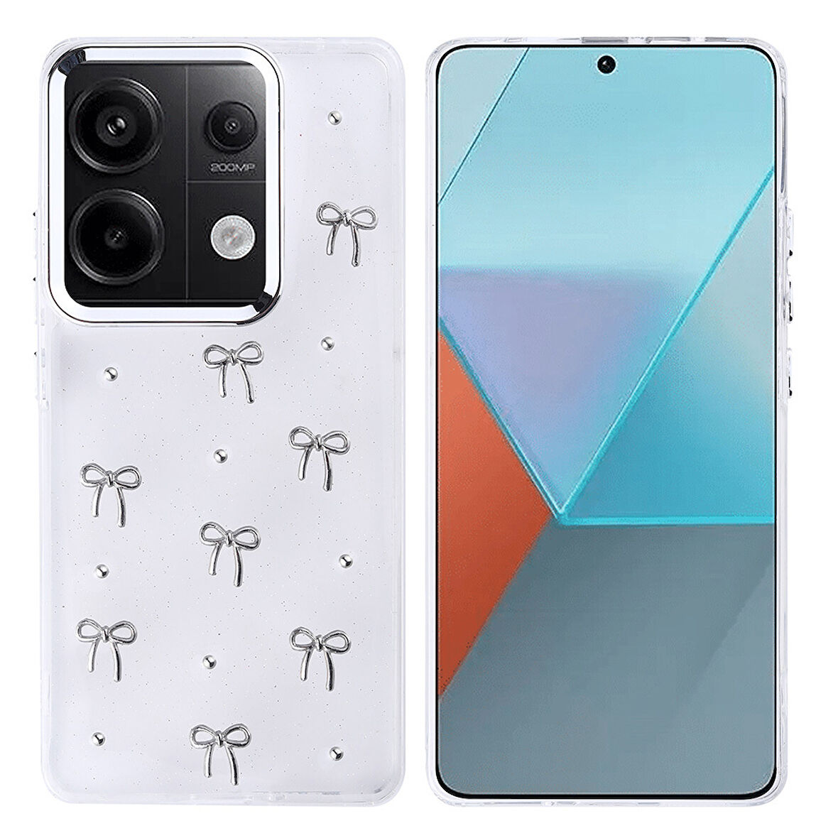 Redmi Note 13 Pro 4G Kılıf Airbag Tasarımlı Simli Şeffaf Zore Kutup Kapak - Fiyonk