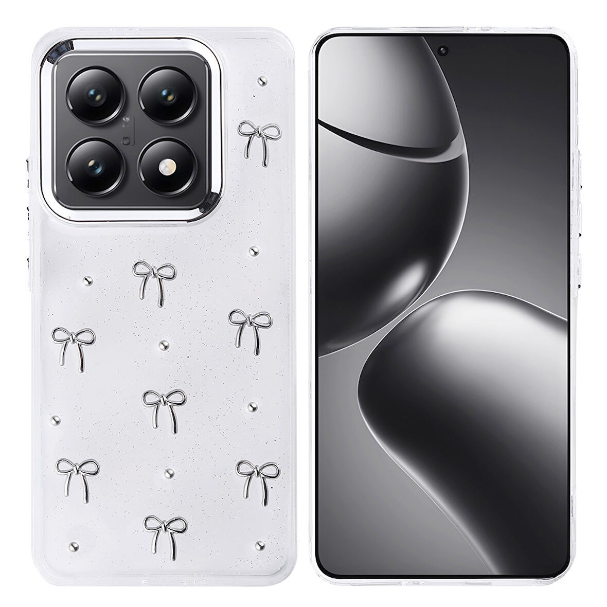 14T Pro Kılıf Airbag Tasarımlı Simli Şeffaf Zore Kutup Kapak - Fiyonk