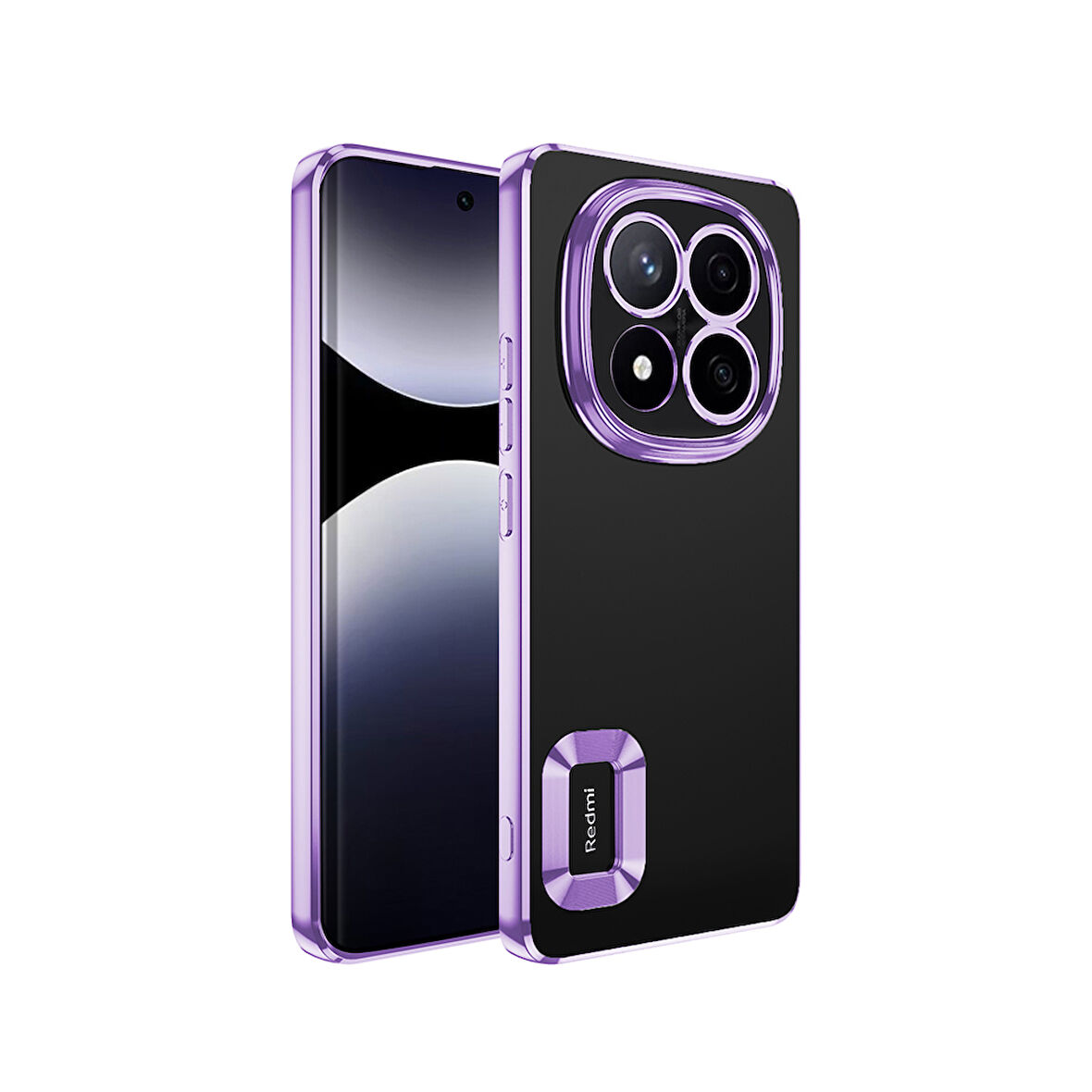 Xiaomi Redmi Note 14 Pro 4G Kılıf Logo Gösteren Parlak Kenarlı Kamera Lens Korumalı Şeffaf Omega Silikon Kapak