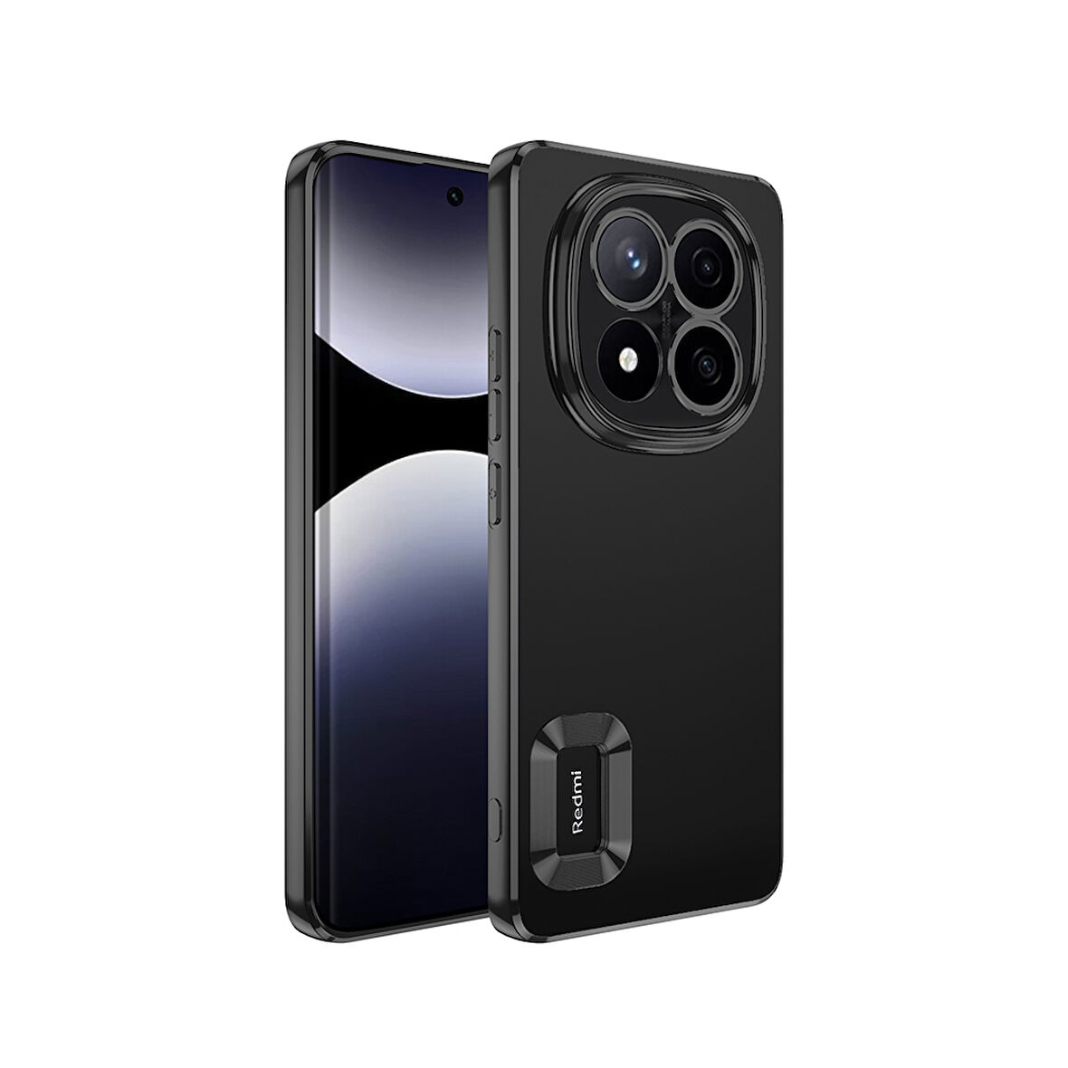 Xiaomi Redmi Note 14 Pro 5G Kılıf Logo Gösteren Parlak Kenarlı Kamera Lens Korumalı Şeffaf Omega Silikon Kapak