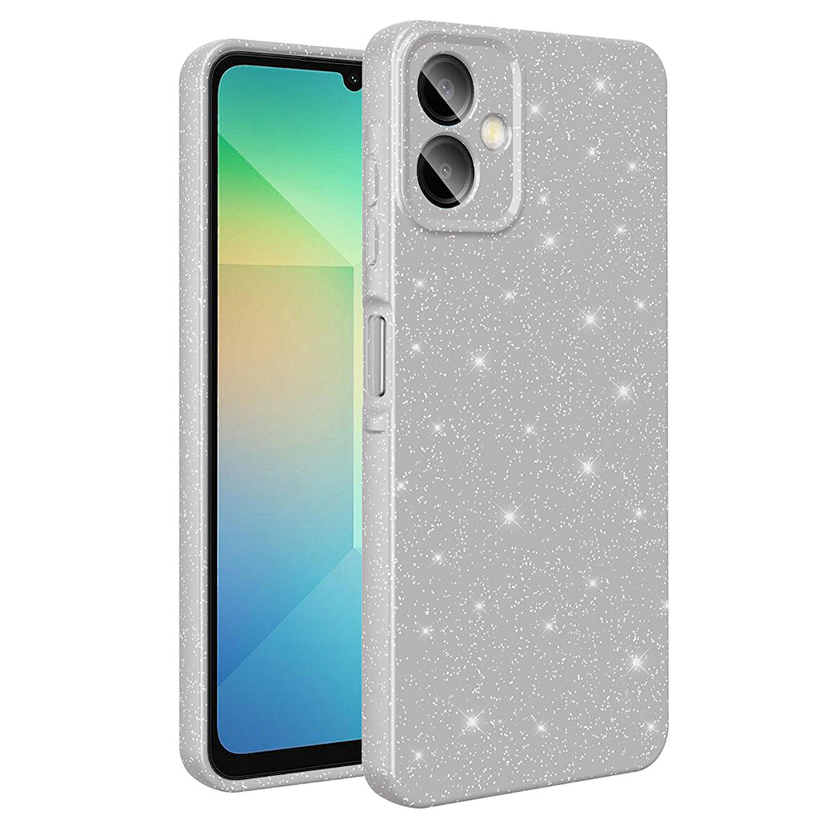 Galaxy A06 Kılıf Kamera Korumalı Simli Lüks HLP Koton Kapak - Gümüş