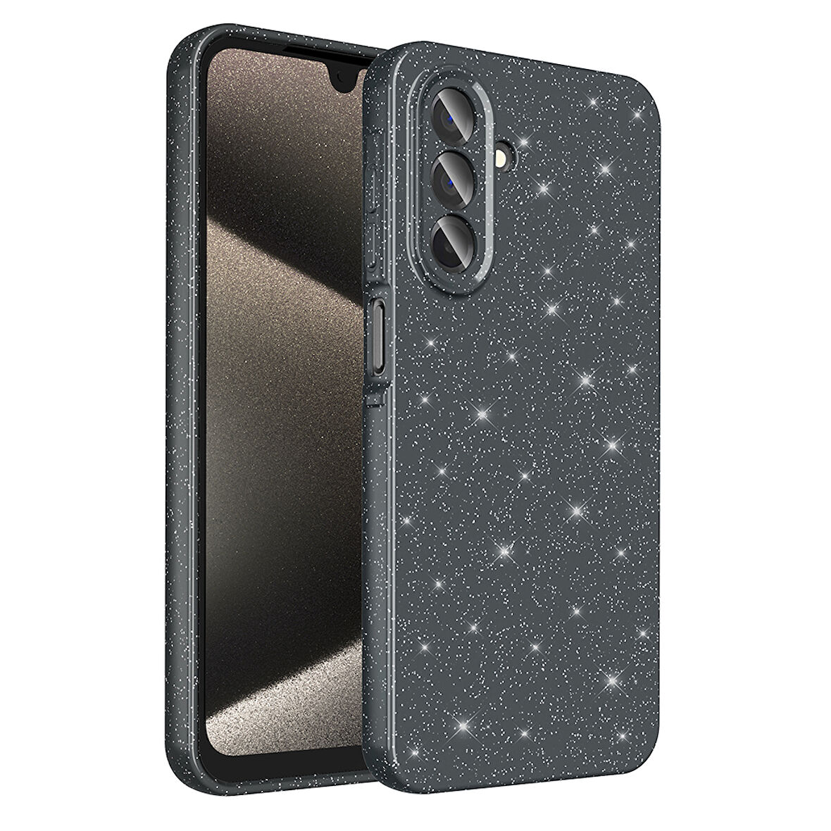 Galaxy A26 Kılıf Kamera Korumalı Simli Lüks EFFX Koton Kapak - Siyah