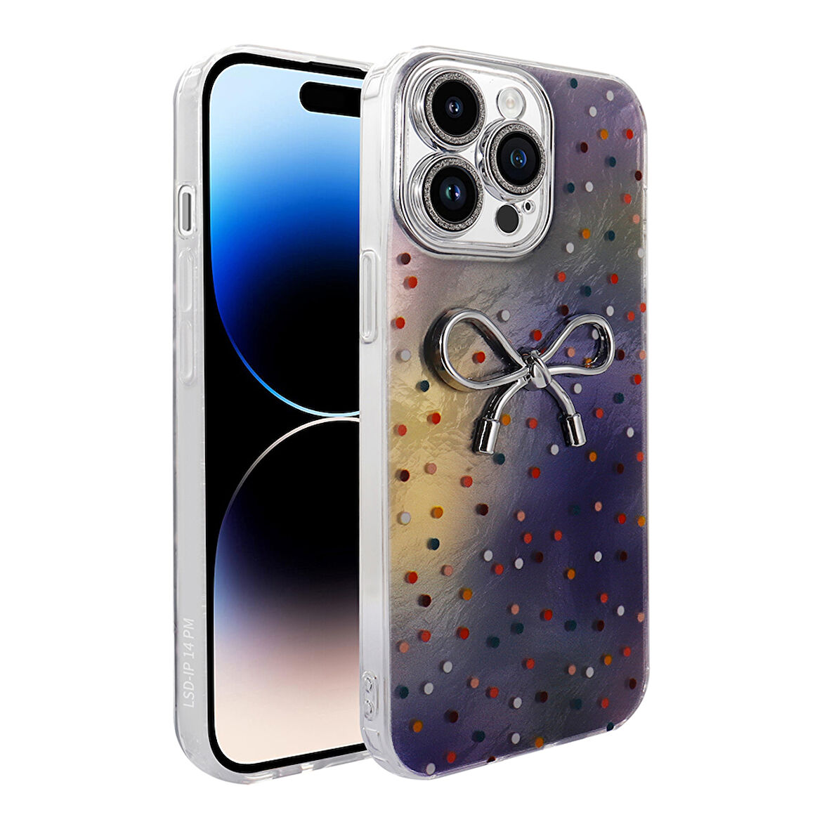 iPhone 14 Pro Max Kılıf Kamera Korumalı Figürlü Zore Ponti Silikon Kapak - Lila