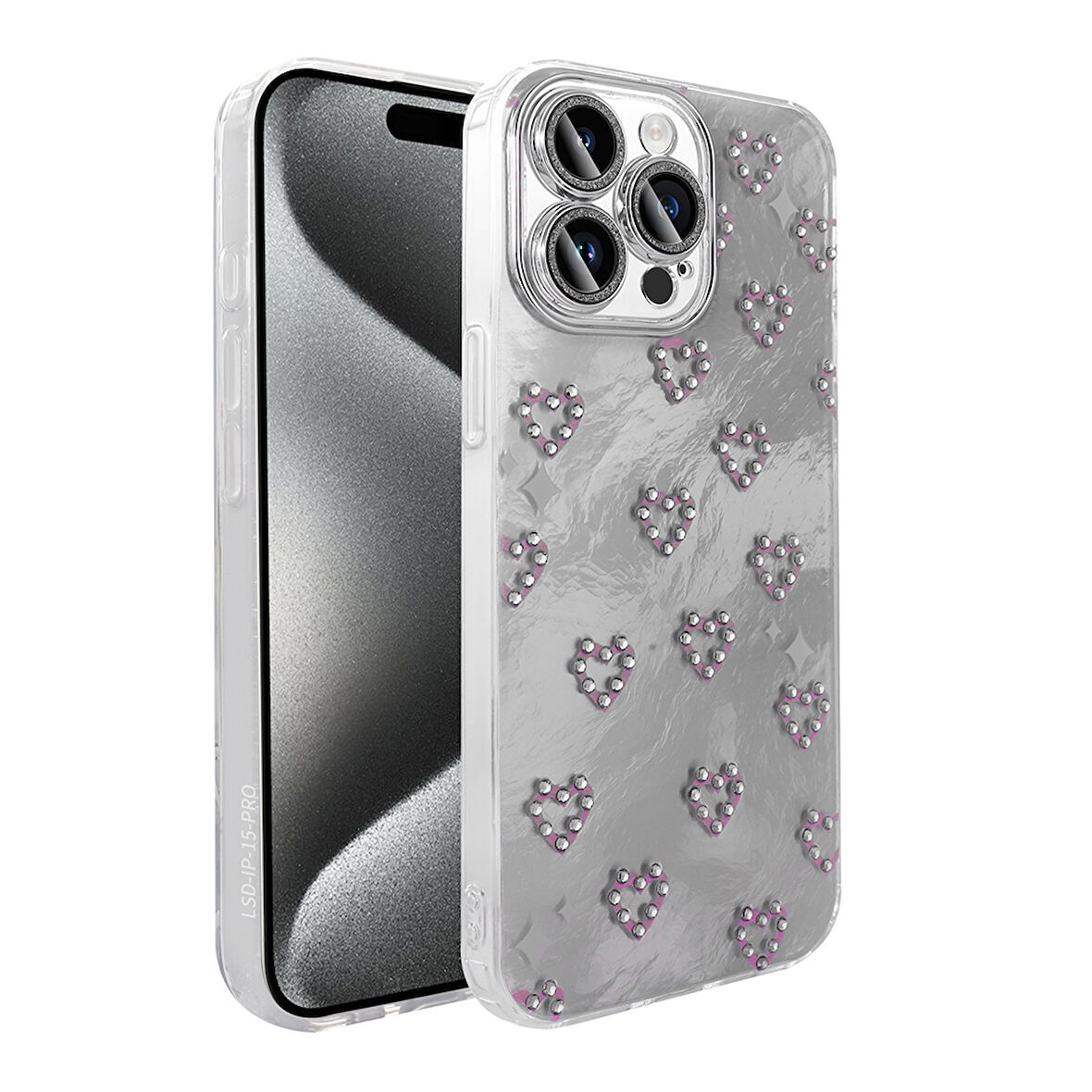 iPhone 15 Pro Max Kılıf Kamera Korumalı Figürlü Zore Ponti Silikon Kapak - Beyaz