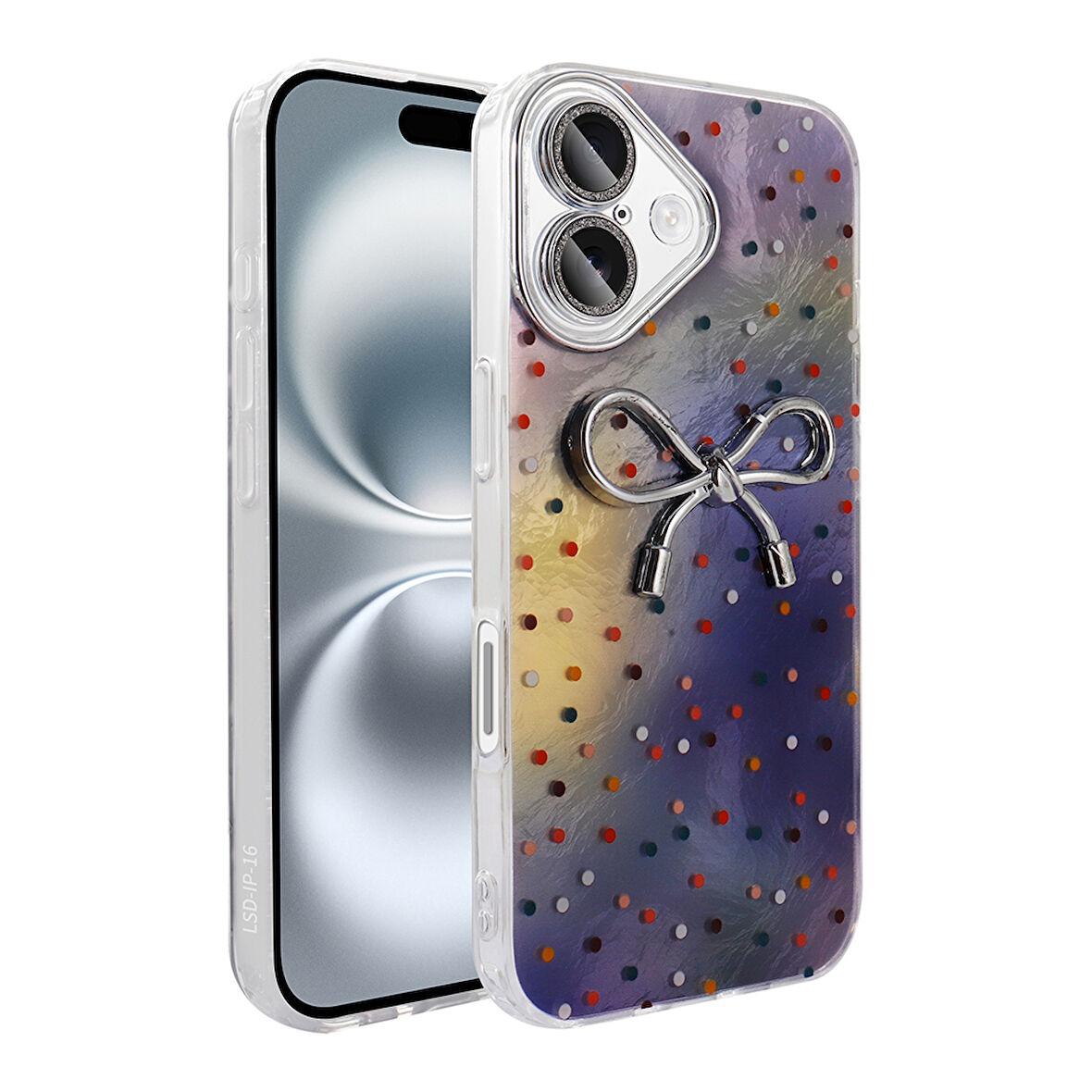 iPhone 16 Kılıf Kamera Korumalı Figürlü Zore Ponti Silikon Kapak - Lila