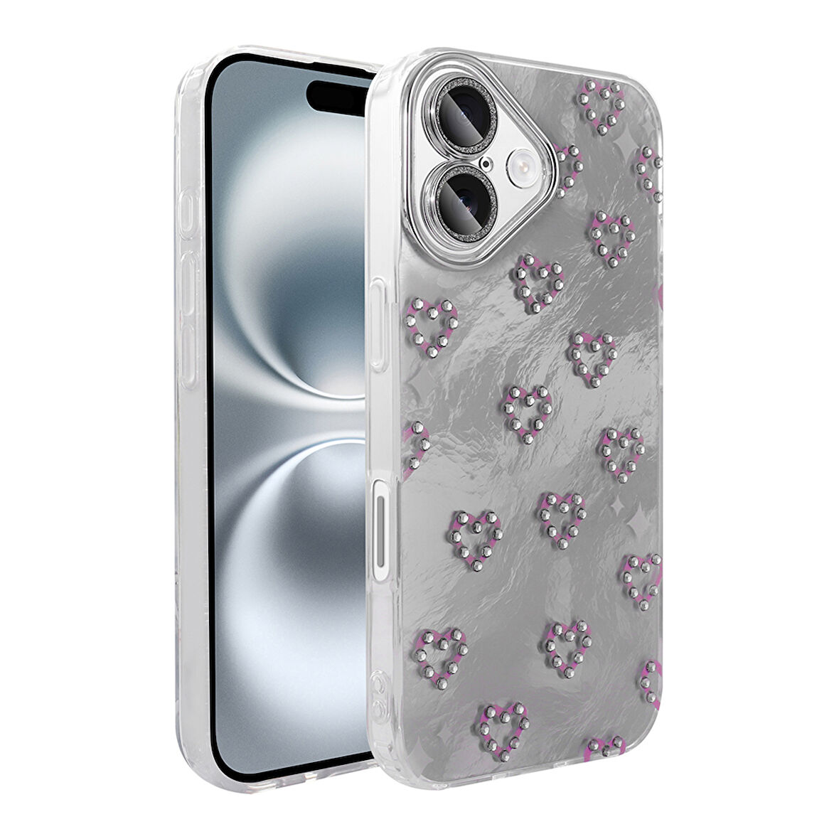 iPhone 16 Plus Kılıf Kamera Korumalı Figürlü Zore Ponti Silikon Kapak - Beyaz