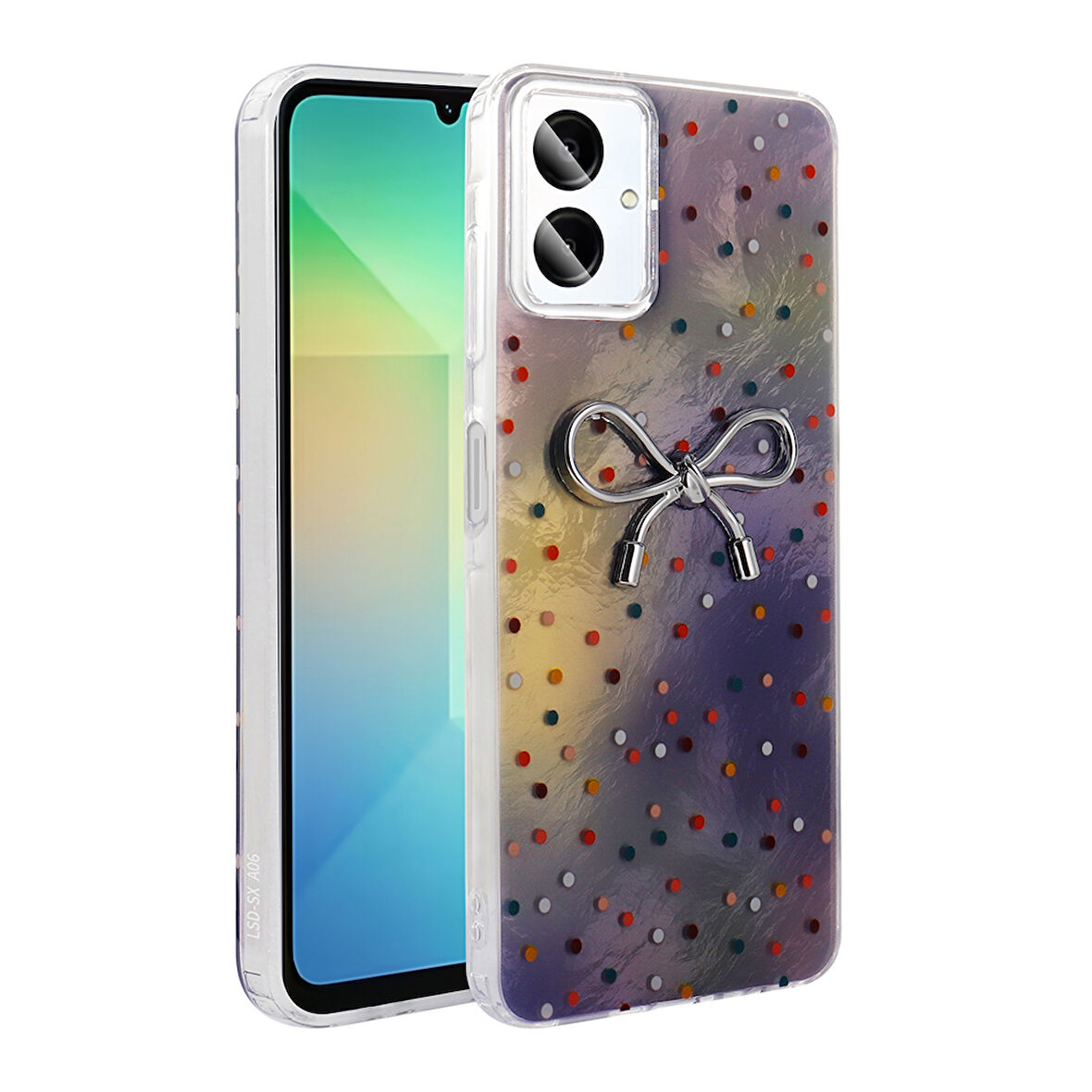 Galaxy A06 Kılıf Kamera Korumalı Figürlü Zore Ponti Silikon Kapak - Lila