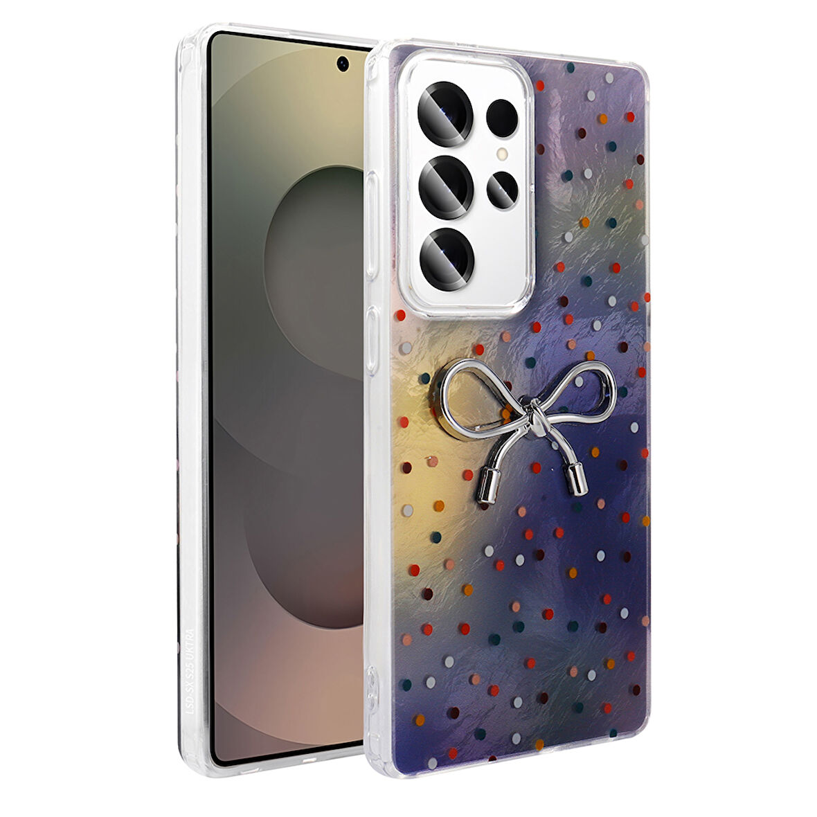 Galaxy S23 Ultra Kılıf Kamera Korumalı Figürlü Zore Ponti Silikon Kapak - Lila