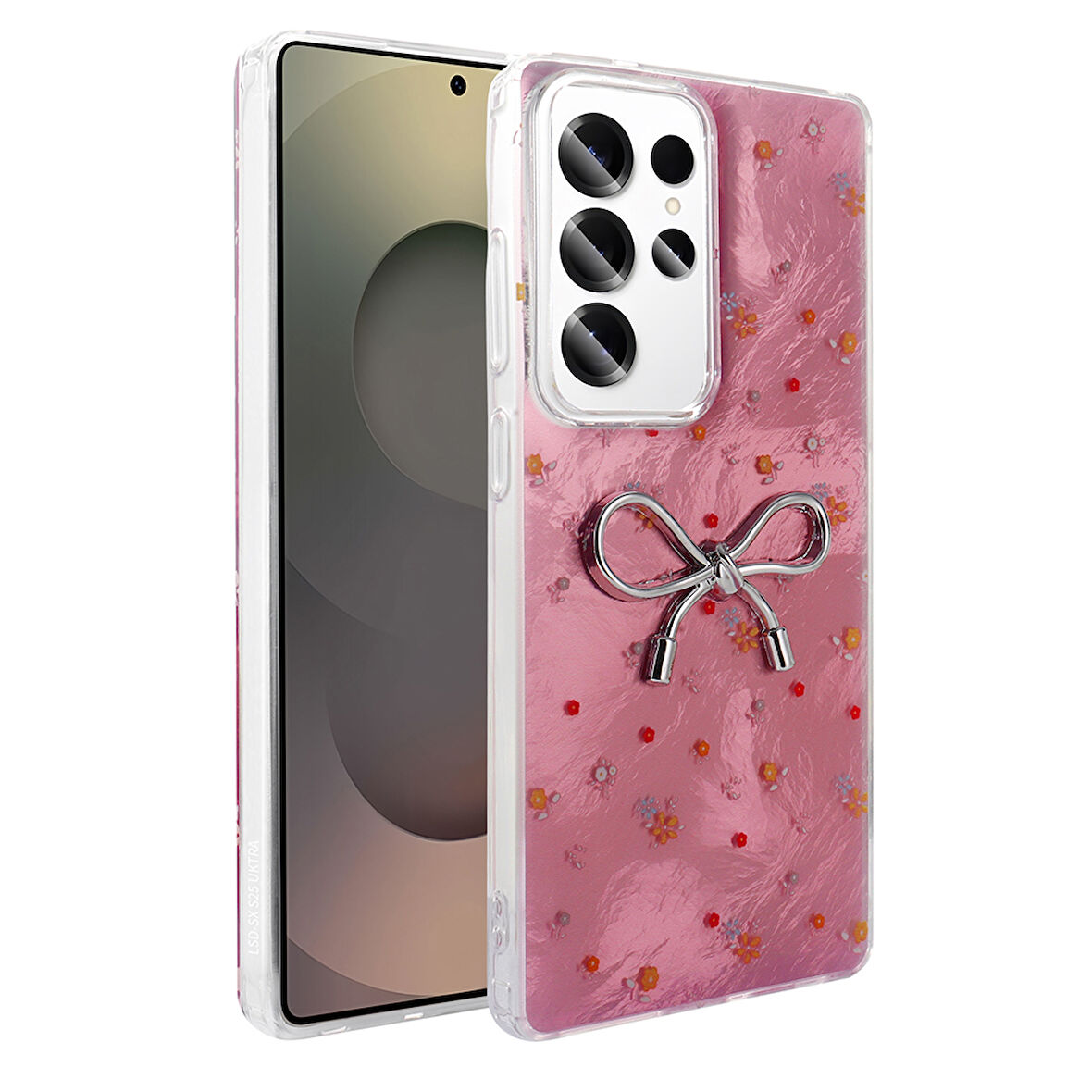 Galaxy S25 Ultra Kılıf Kamera Korumalı Figürlü Zore Ponti Silikon Kapak - Açık Pembe