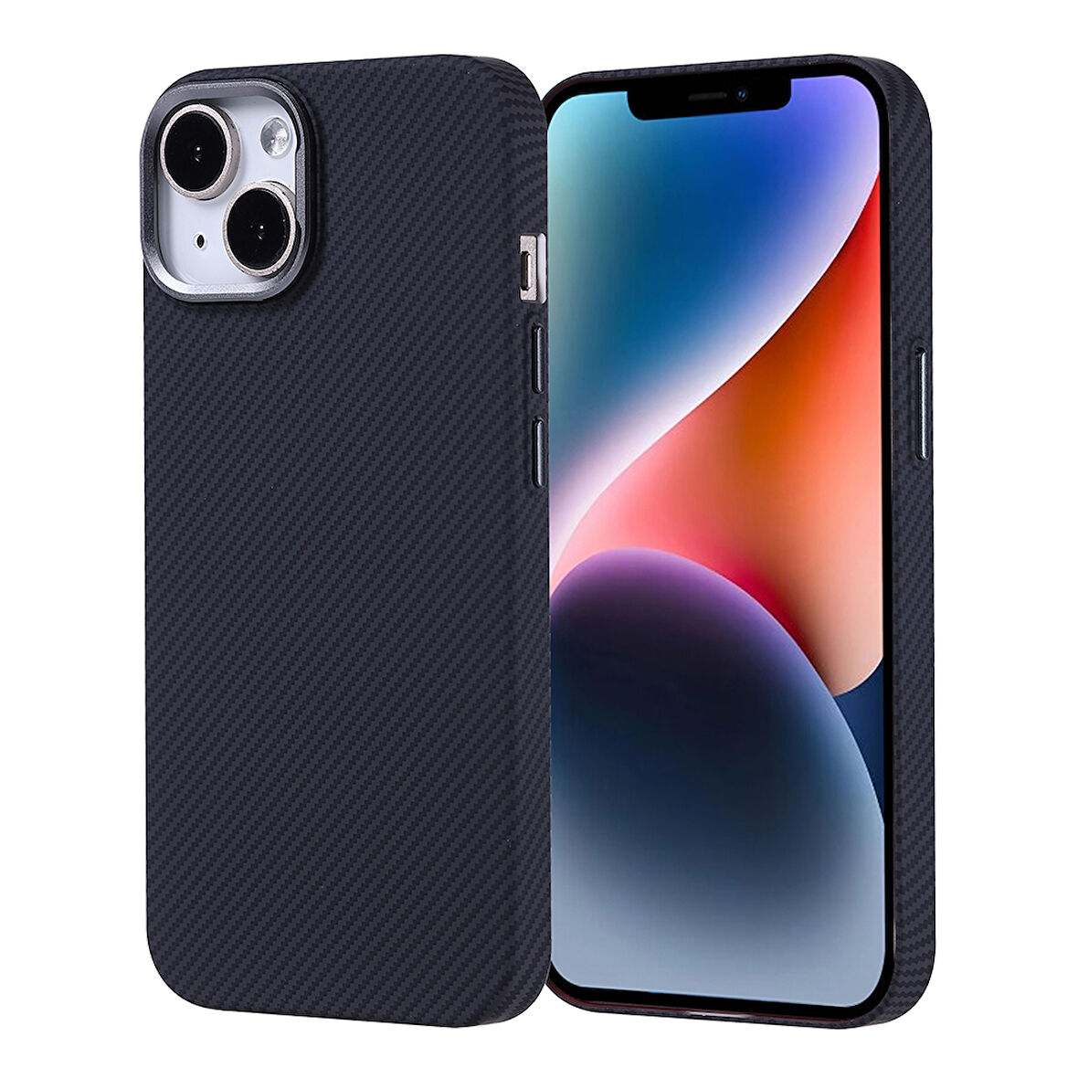 iPhone 13 Kılıf Kablosuz Şarj Özellikli Karbon Fiber Görünümlü Nekst Kapak