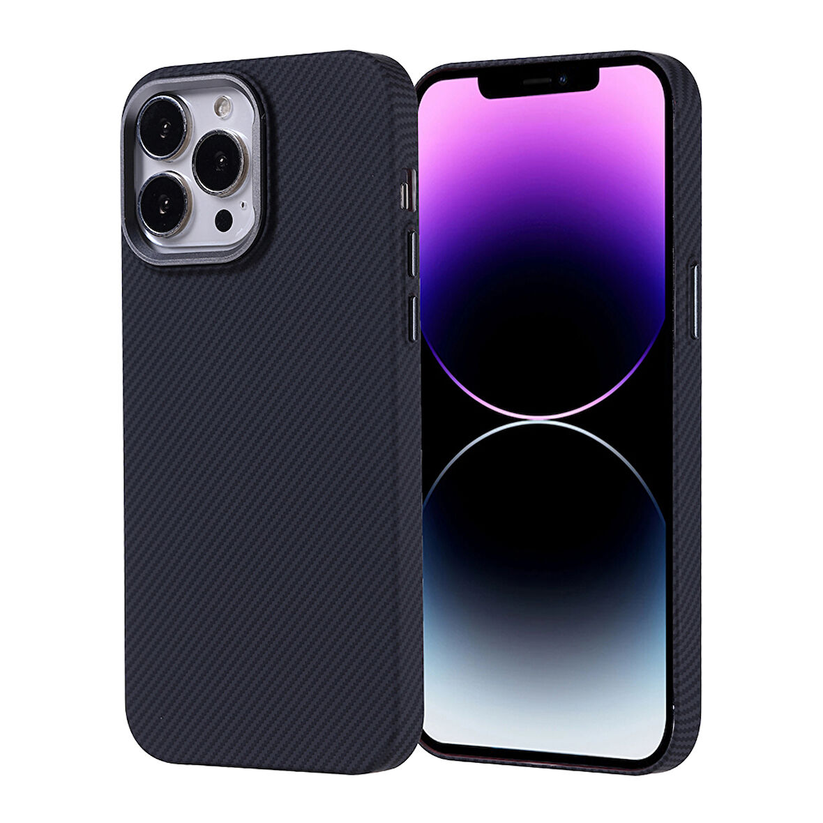 iPhone 14 Pro Max Kılıf Magsafe Şarj Özellikli Karbon Fiber Görünümlü Zore Nekst Kapak - Siyah