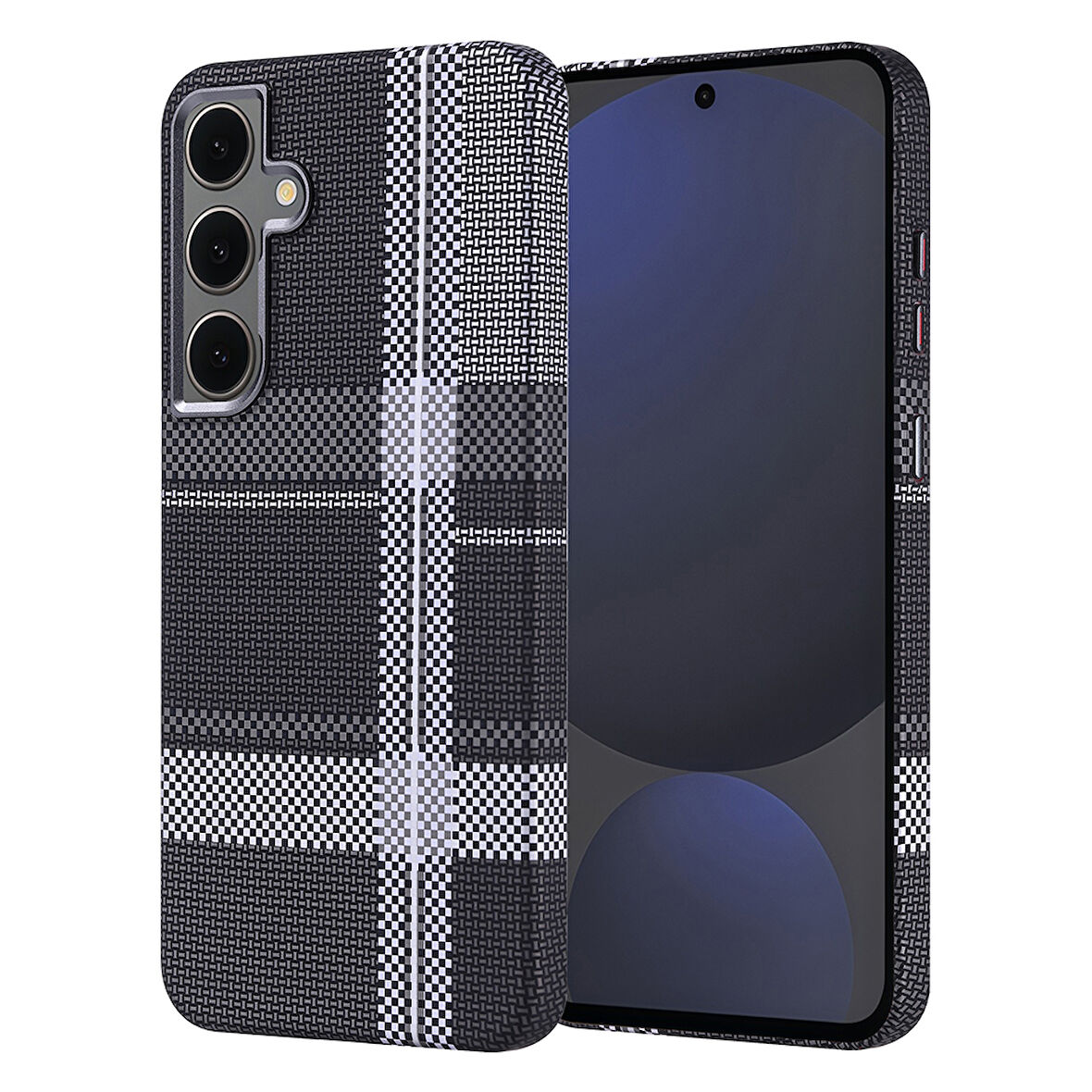 Galaxy S24 FE Kılıf Magsafe Şarj Özellikli Karbon Fiber Görünümlü Zore Nekst Kapak - Gri-Siyah