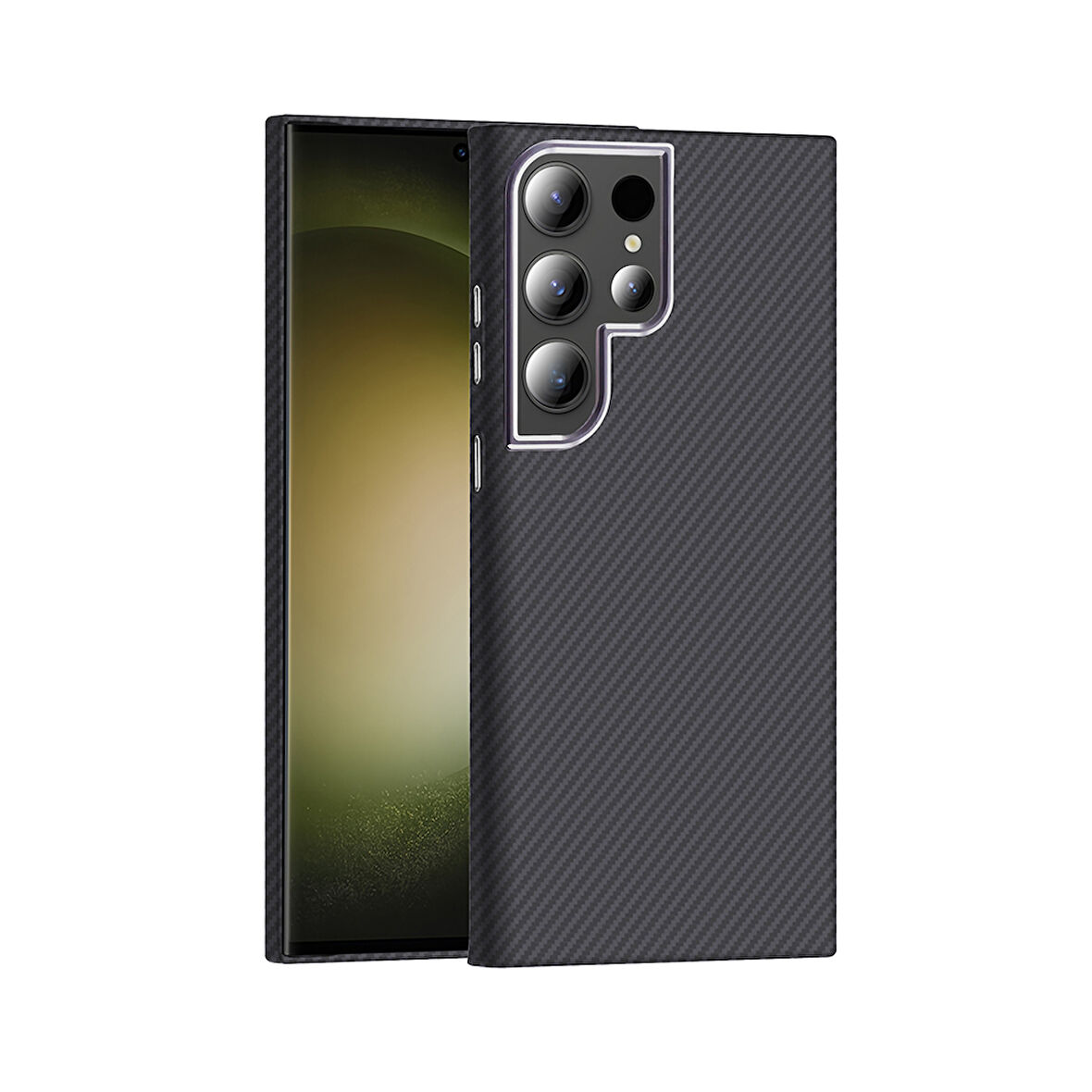 Galaxy S23 Ultra Kılıf M-safe Şarj Özellikli Karbon Fiber Görünümlü İNC Gros Kapak - Siyah