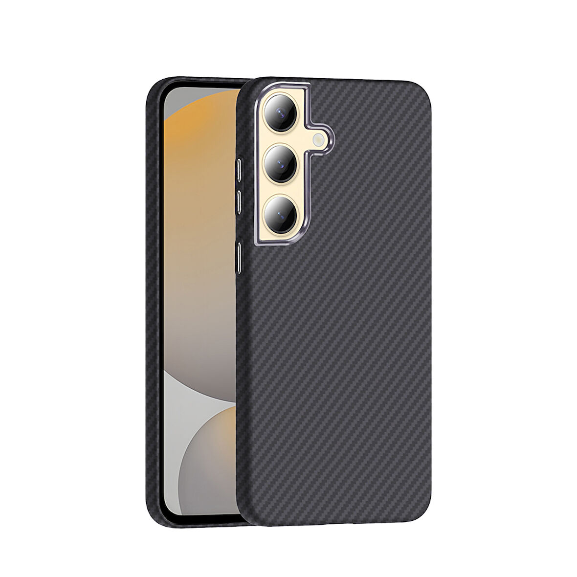 Galaxy S24 Kılıf M-safe Şarj Özellikli Karbon Fiber Görünümlü MBTM Gros Kapak - Siyah