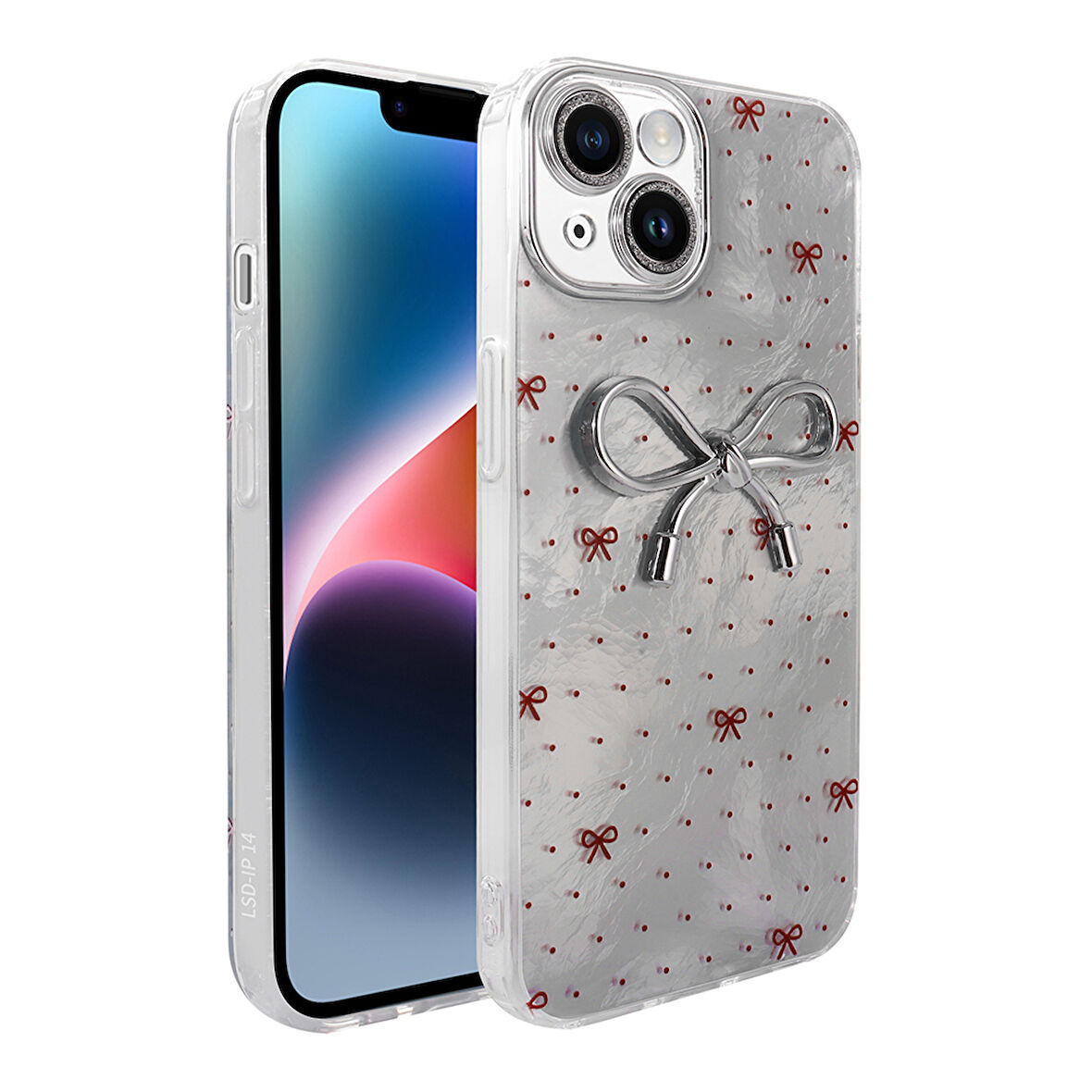 iPhone 14 Kılıf Kamera Korumalı Figürlü Zore Ponti Silikon Kapak - Açık Mavi