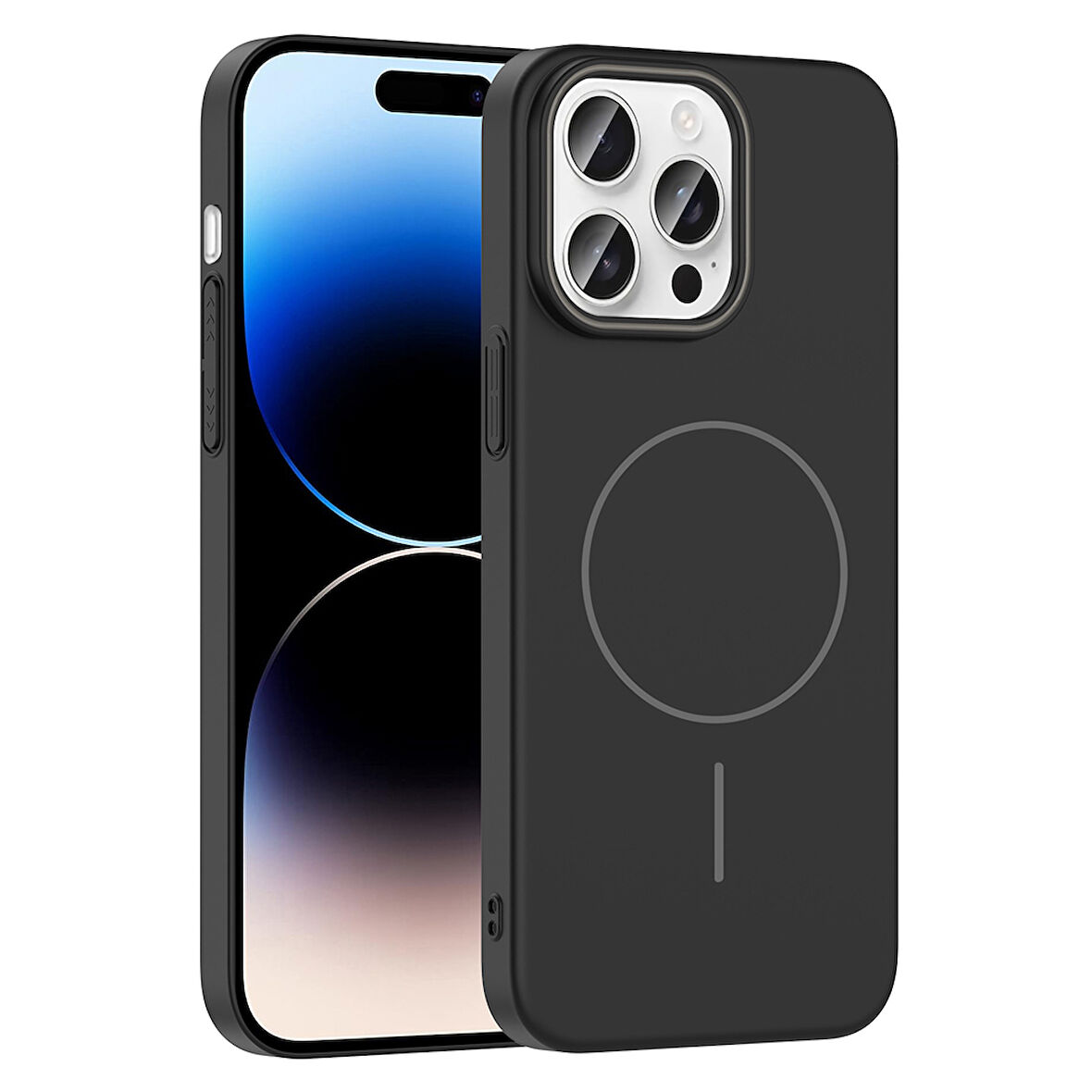 iPhone 14 Pro Max Kılıf Magsafe Şarj Özellikli Zore Ruby Silikon Kapak - Siyah